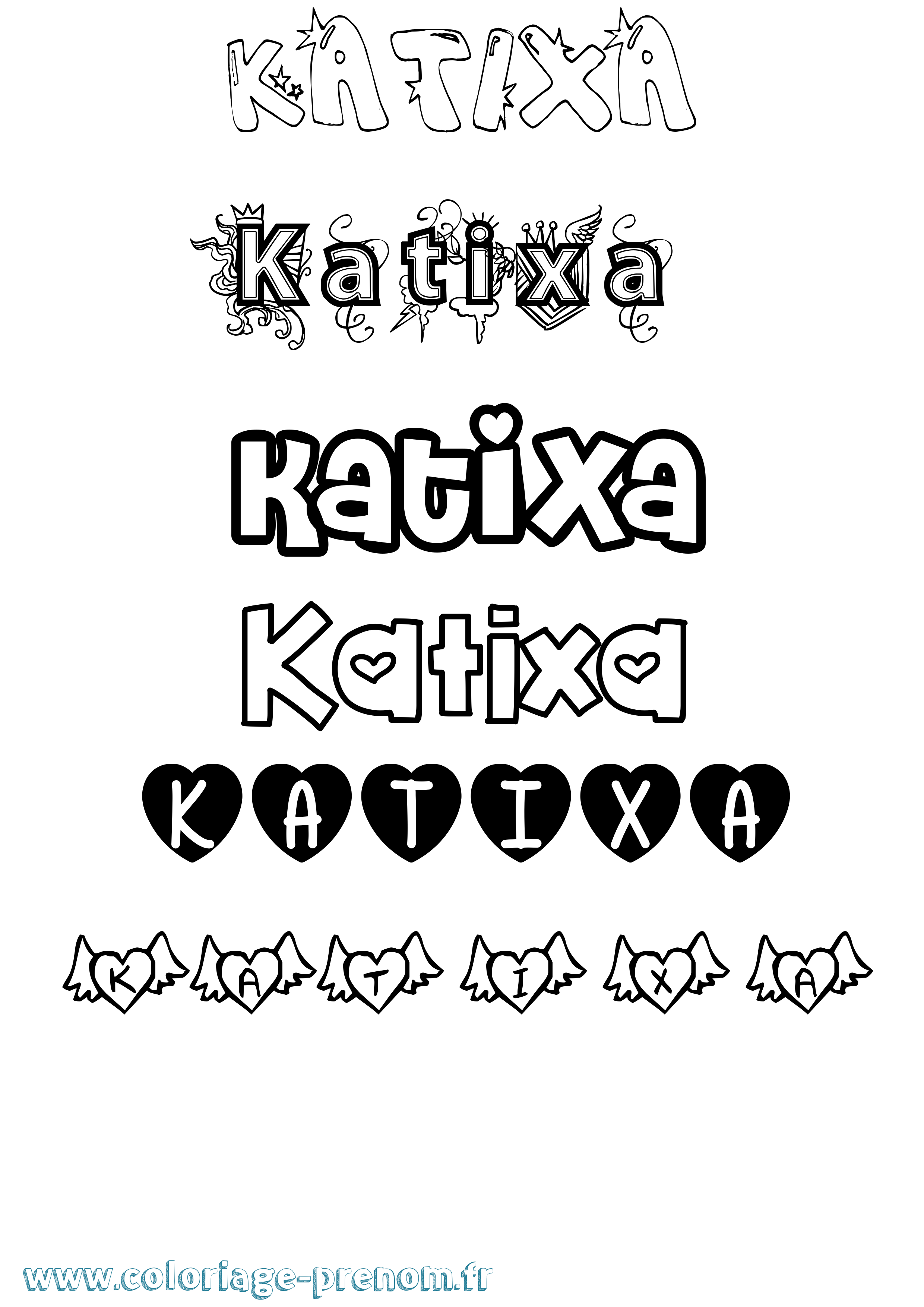 Coloriage Katixa Girly Coloriage prénom Katixa Girly