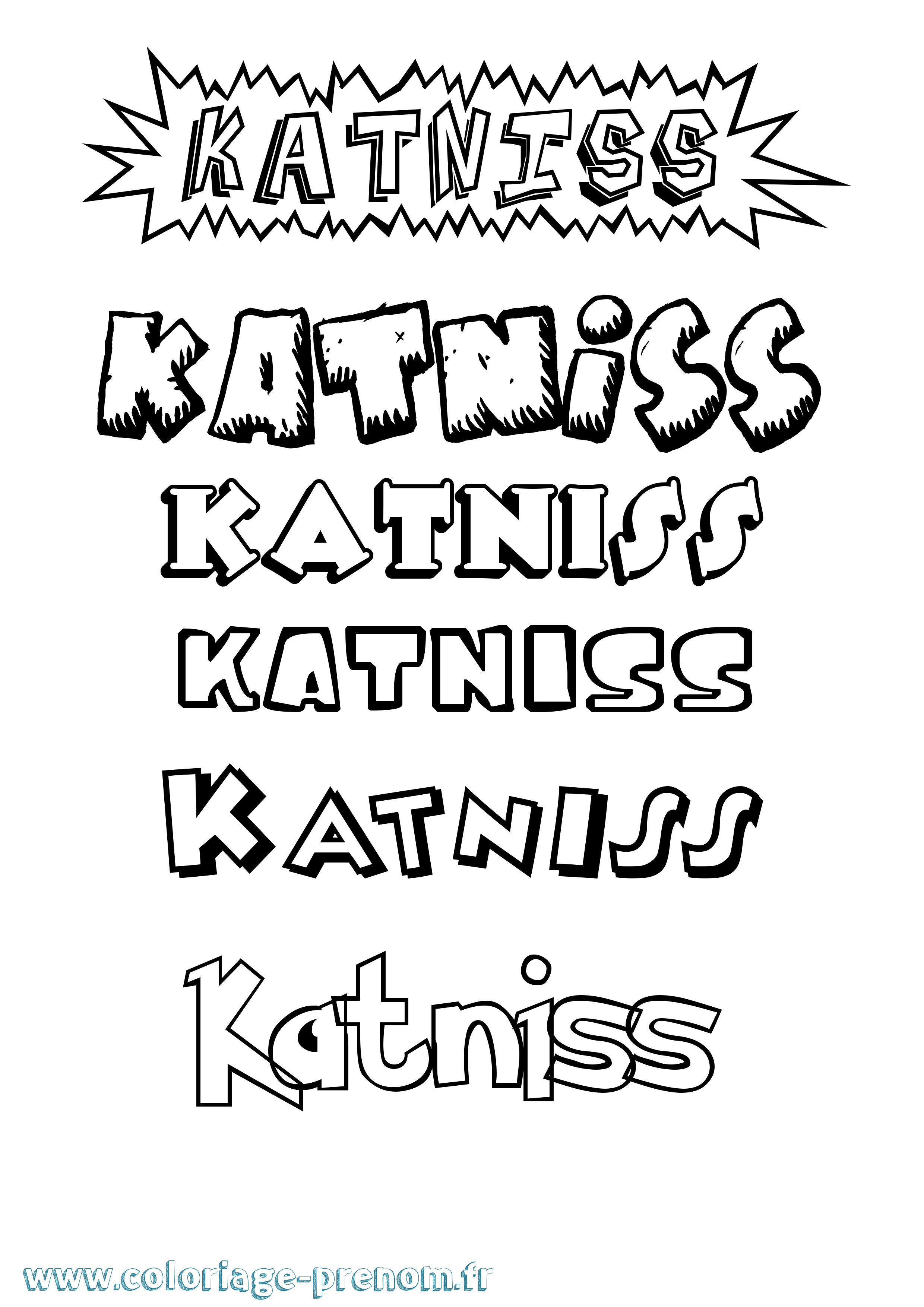 Coloriage Katniss Dessin Animé Coloriage prénom Katniss Dessin Animé