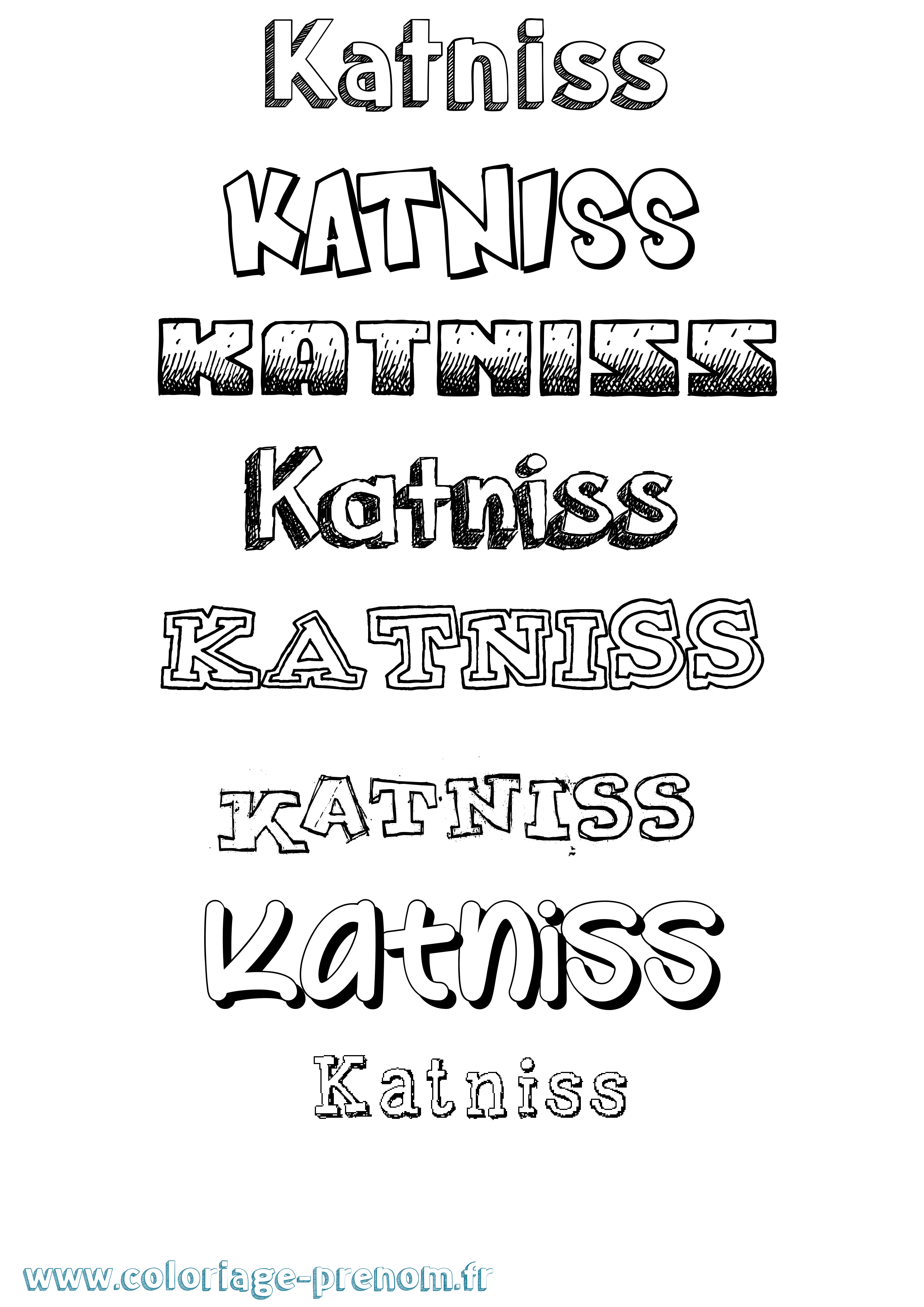 Coloriage Katniss Dessiné Coloriage prénom Katniss Dessiné