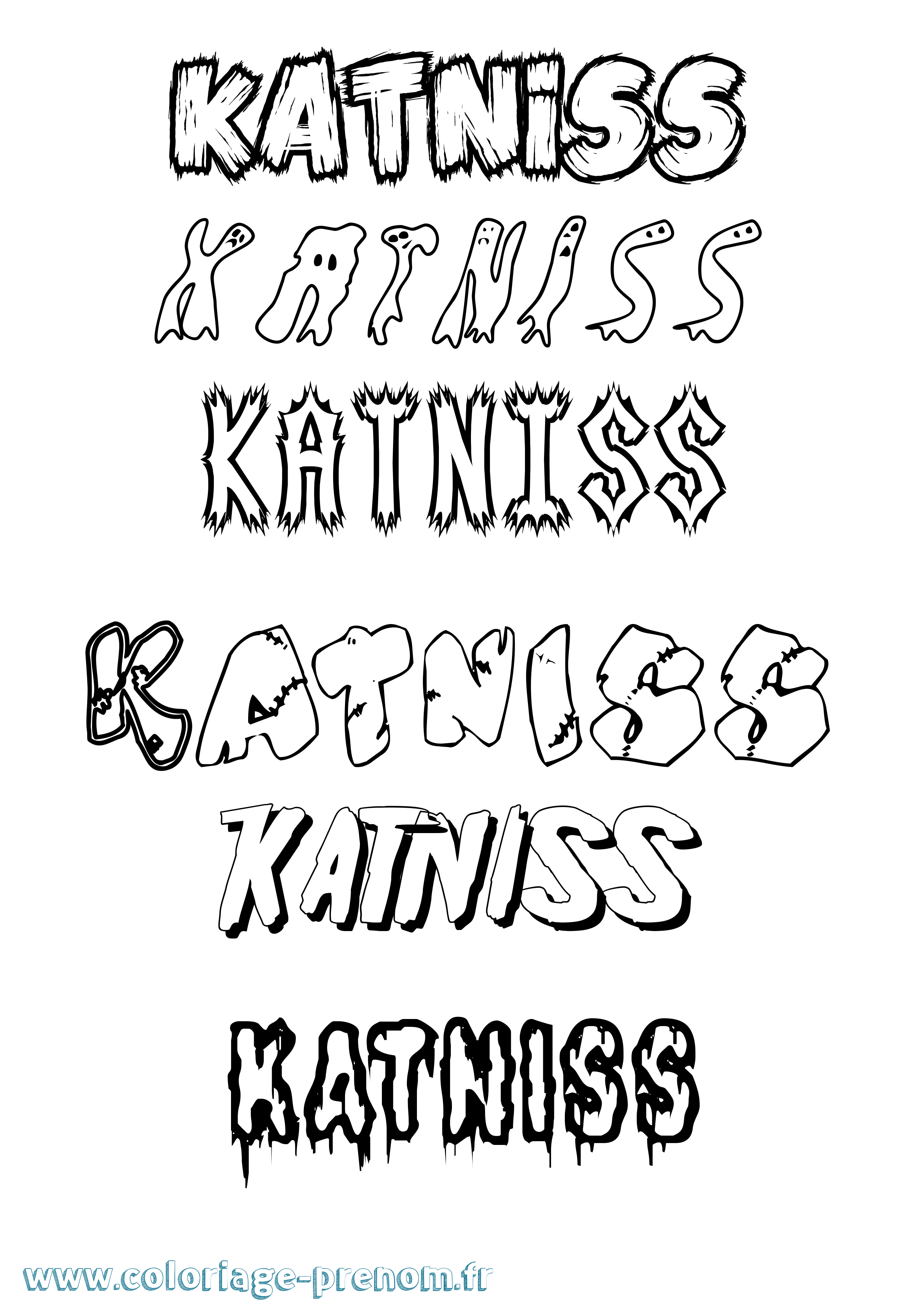 Coloriage Katniss Frisson Coloriage prénom Katniss Frisson