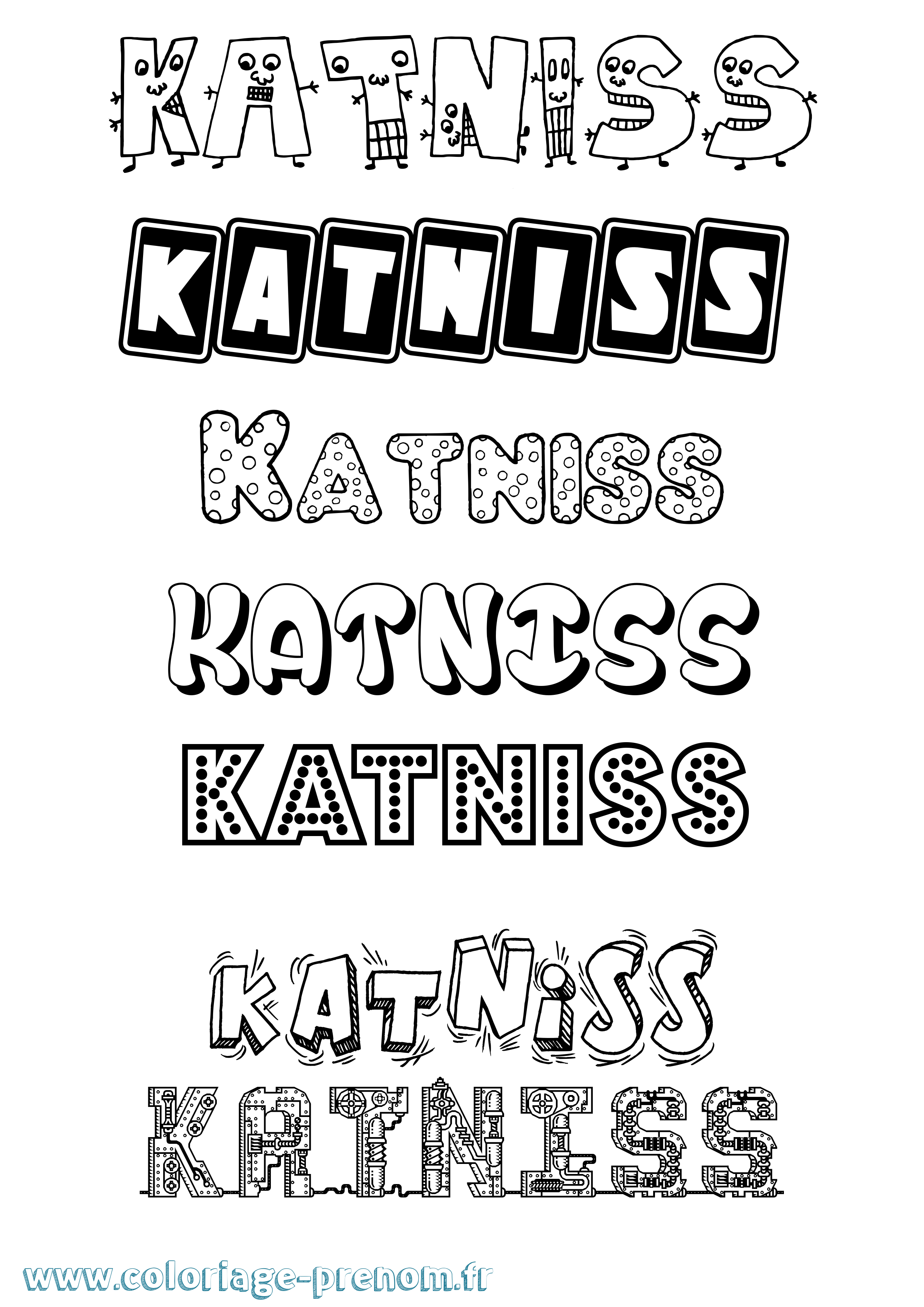 Coloriage Katniss Fun Coloriage prénom Katniss Fun