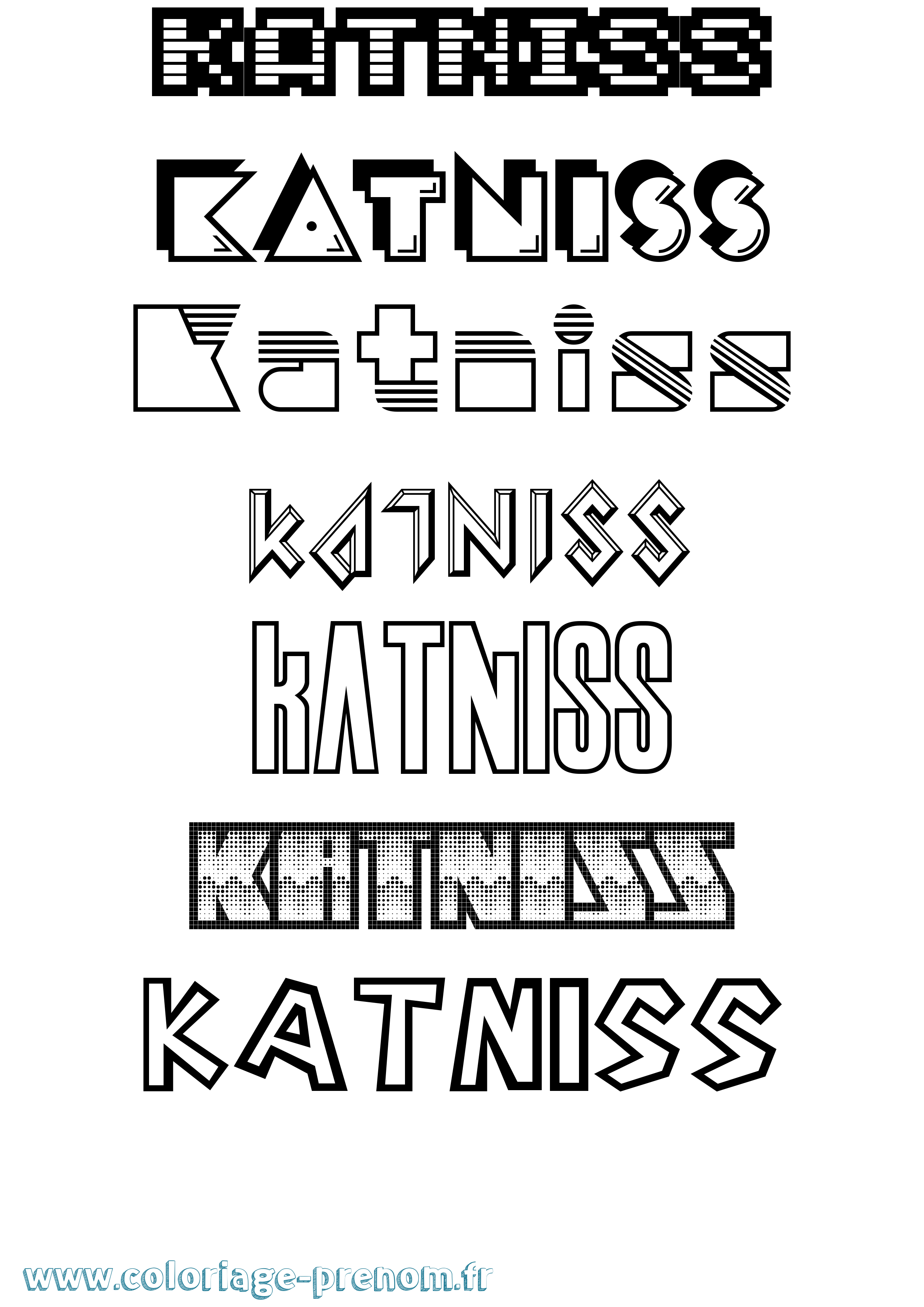Coloriage Katniss Jeux Vidéos Coloriage prénom Katniss Jeux Vidéos
