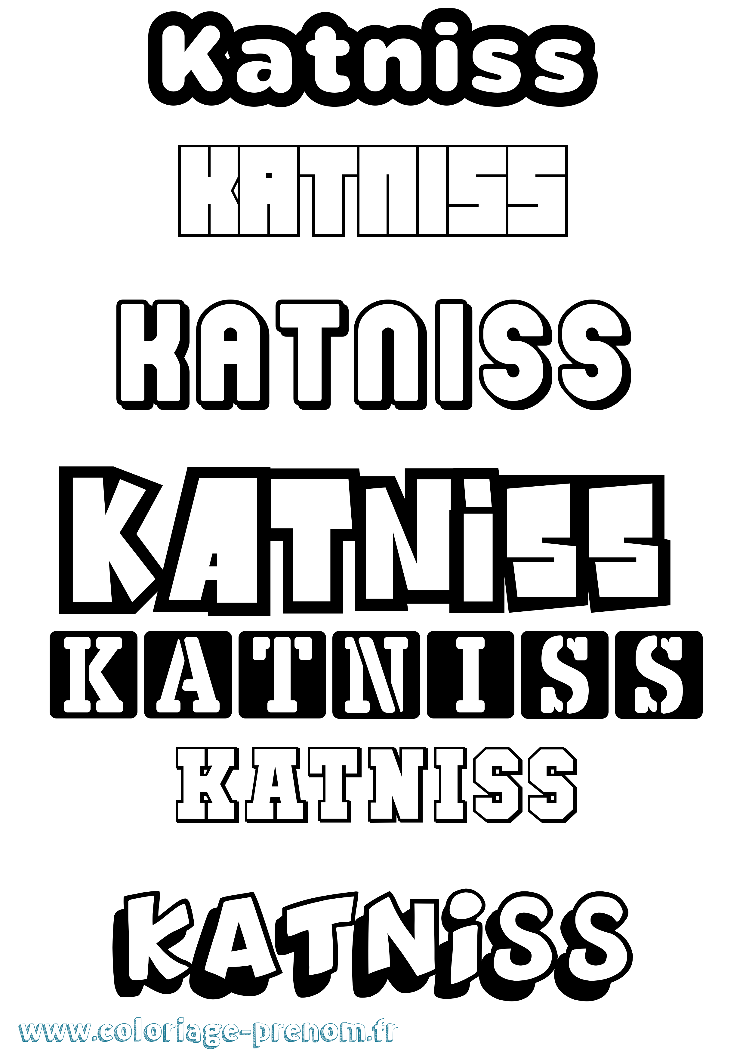 Coloriage Katniss Simple Coloriage prénom Katniss Simple
