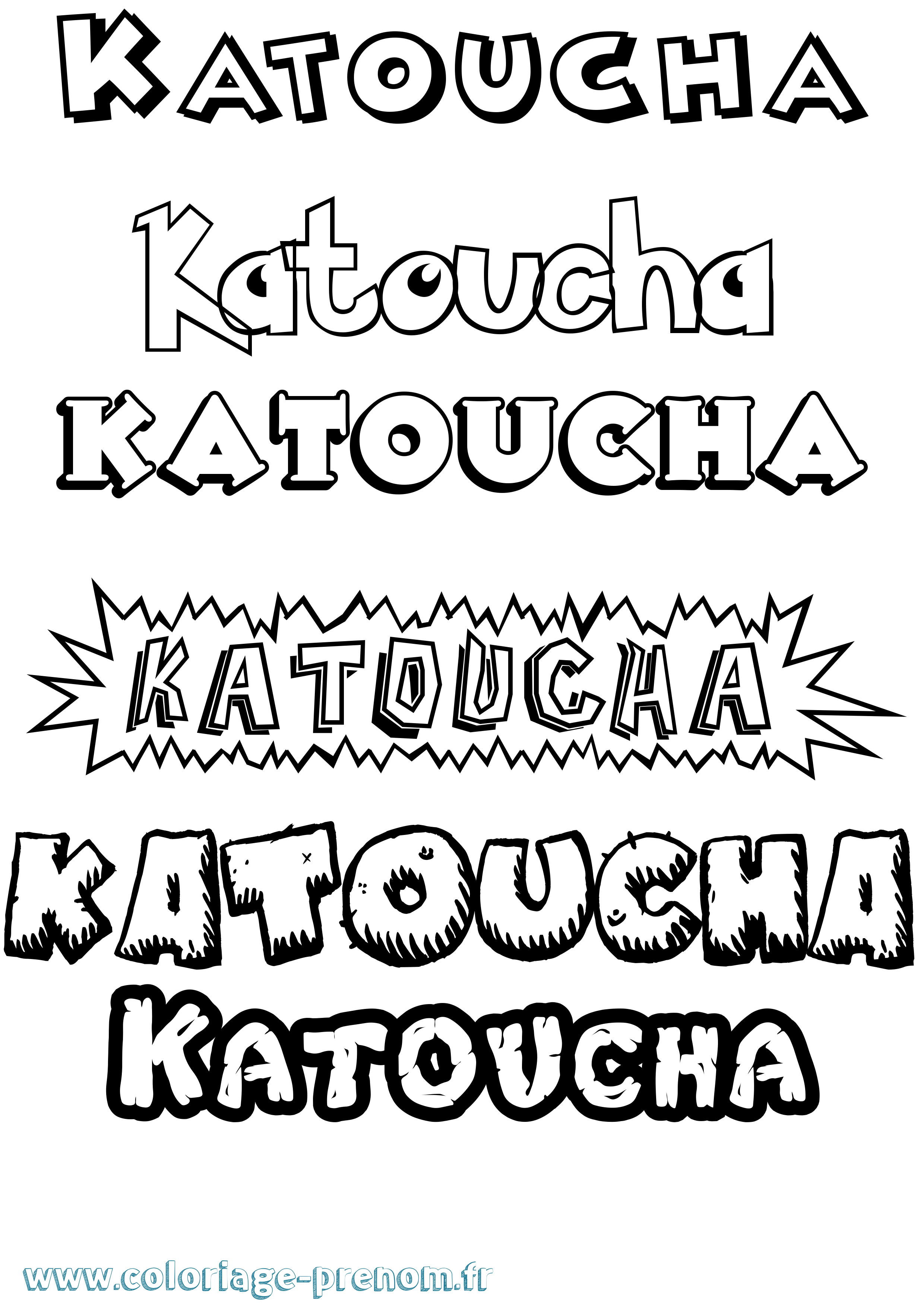 Coloriage Katoucha Dessin Animé Coloriage prénom Katoucha Dessin Animé