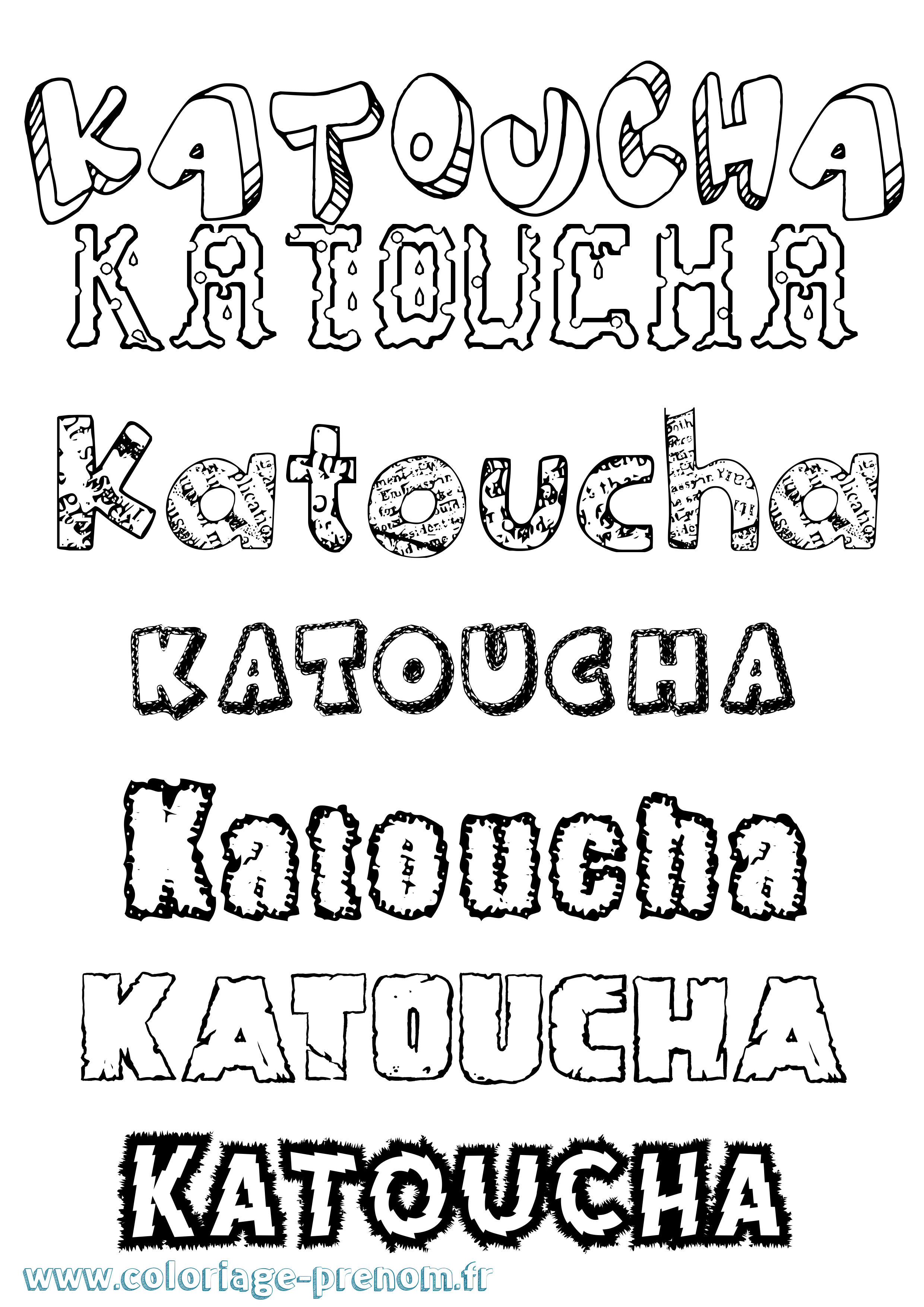 Coloriage Katoucha Destructuré Coloriage prénom Katoucha Destructuré