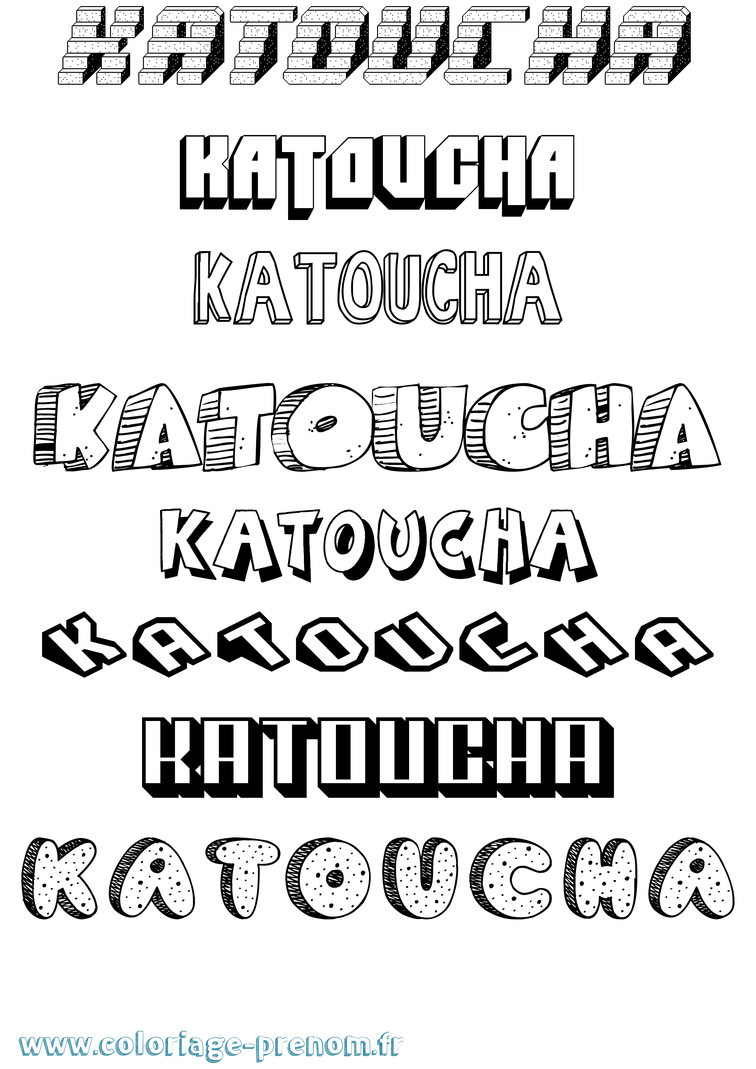 Coloriage Katoucha Effet 3D Coloriage prénom Katoucha Effet 3D