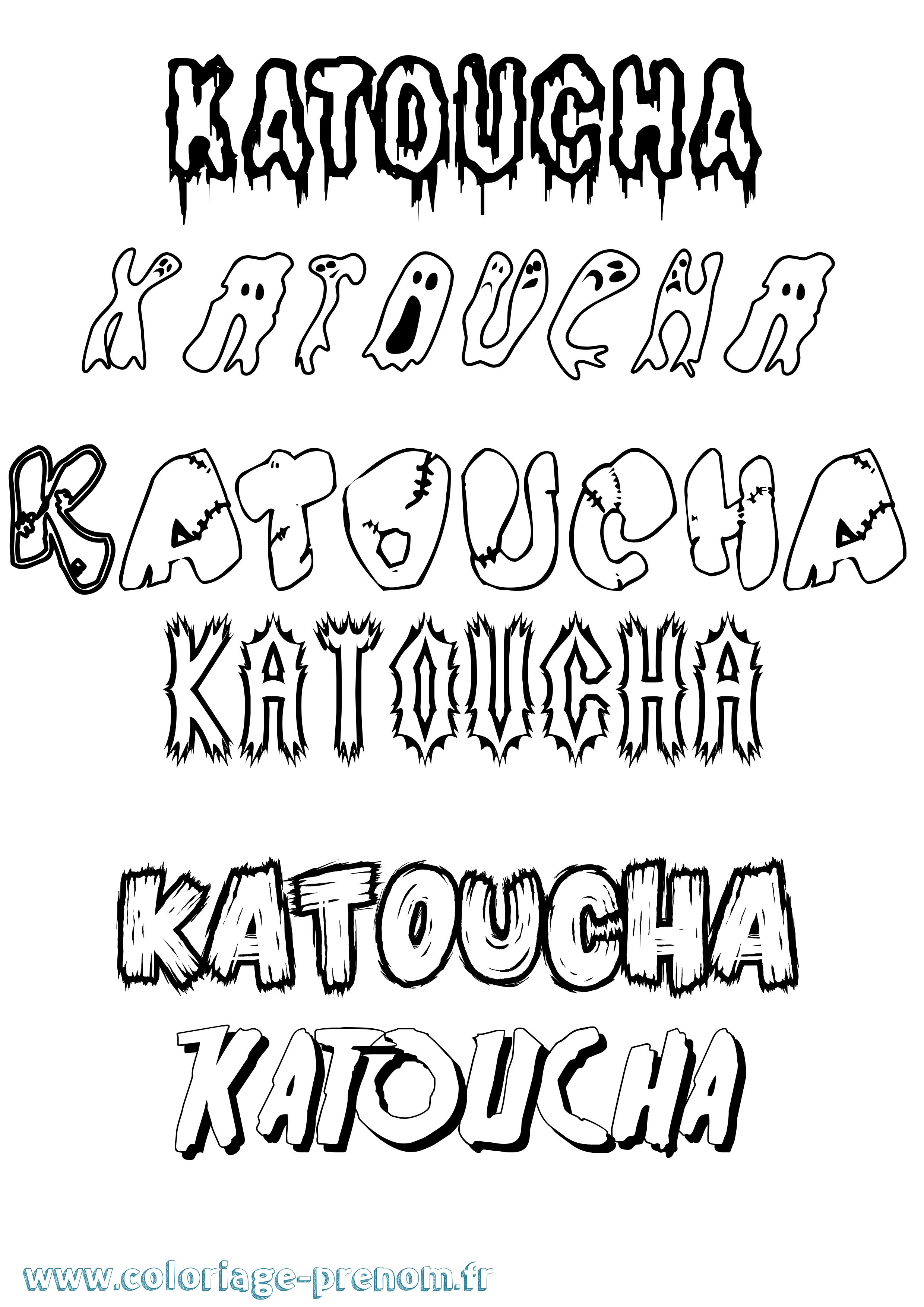 Coloriage Katoucha Frisson Coloriage prénom Katoucha Frisson