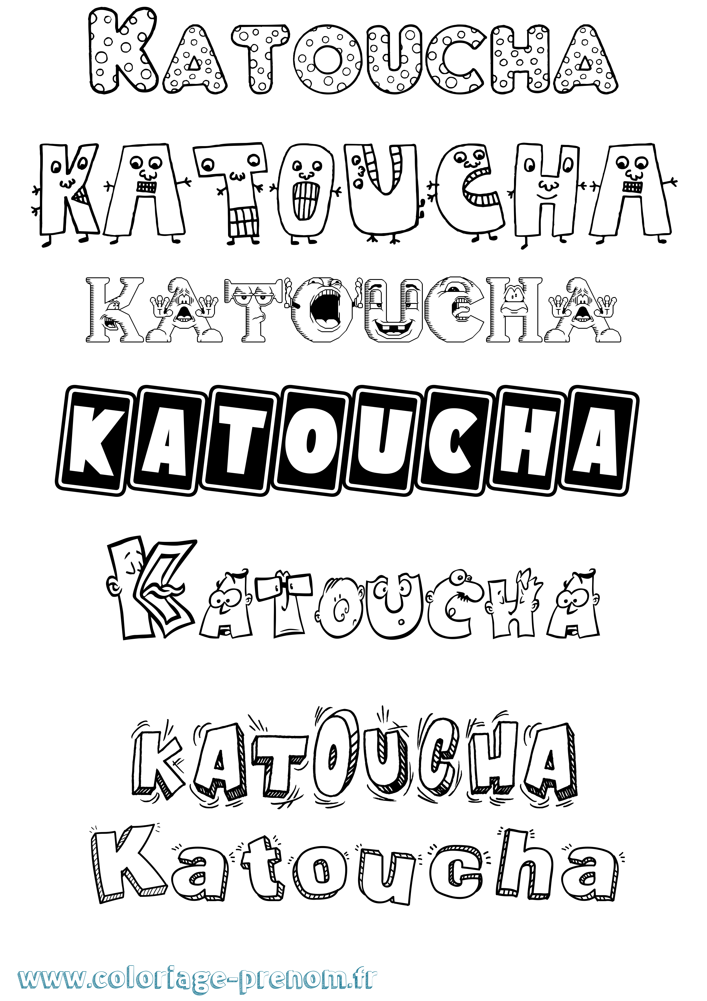 Coloriage Katoucha Fun Coloriage prénom Katoucha Fun