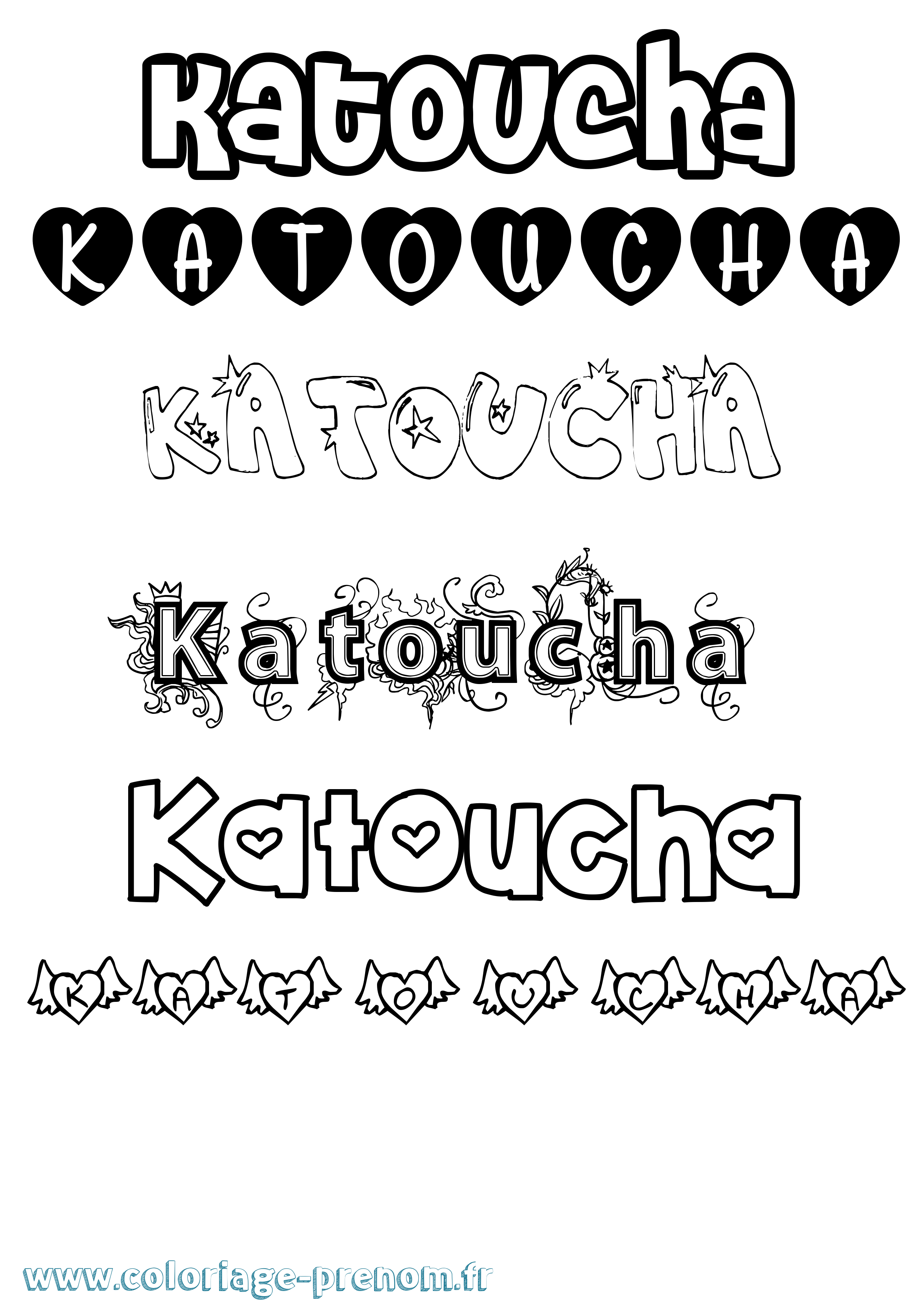 Coloriage Katoucha Girly Coloriage prénom Katoucha Girly
