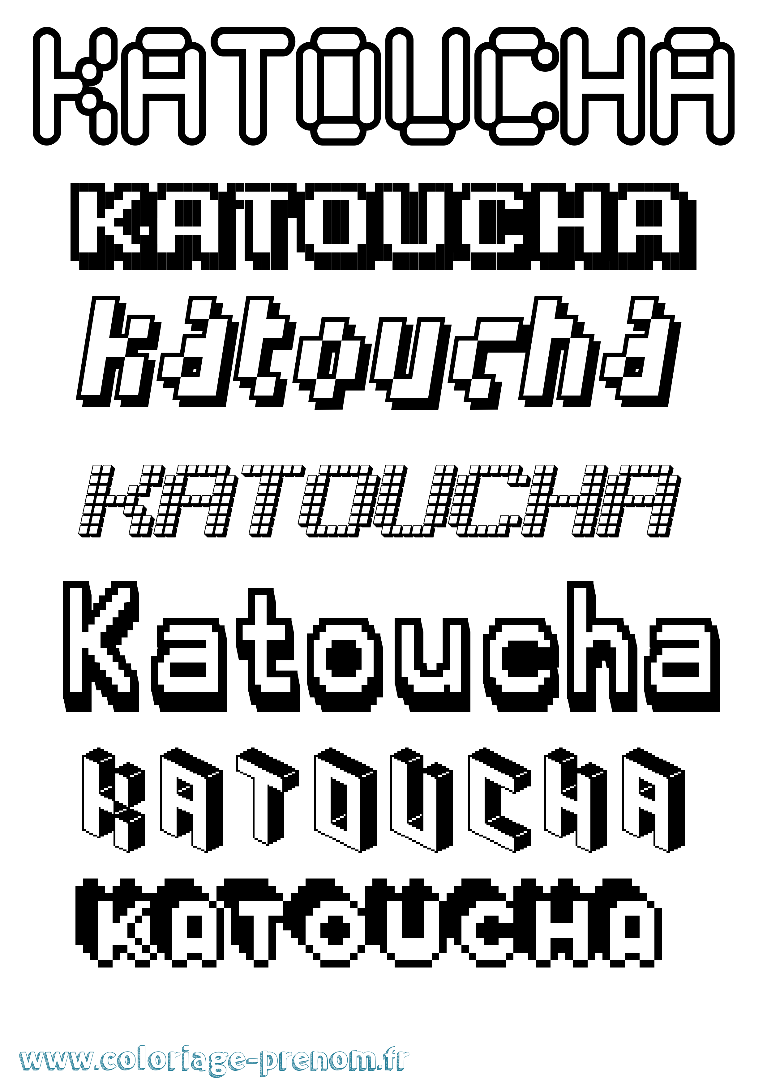 Coloriage Katoucha Pixel Coloriage prénom Katoucha Pixel