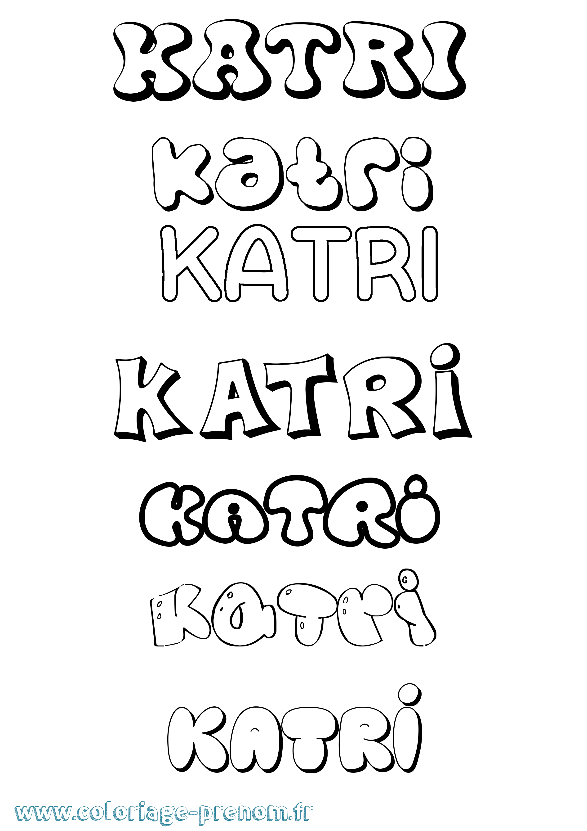 Coloriage Katri Bubble Coloriage prénom Katri Bubble