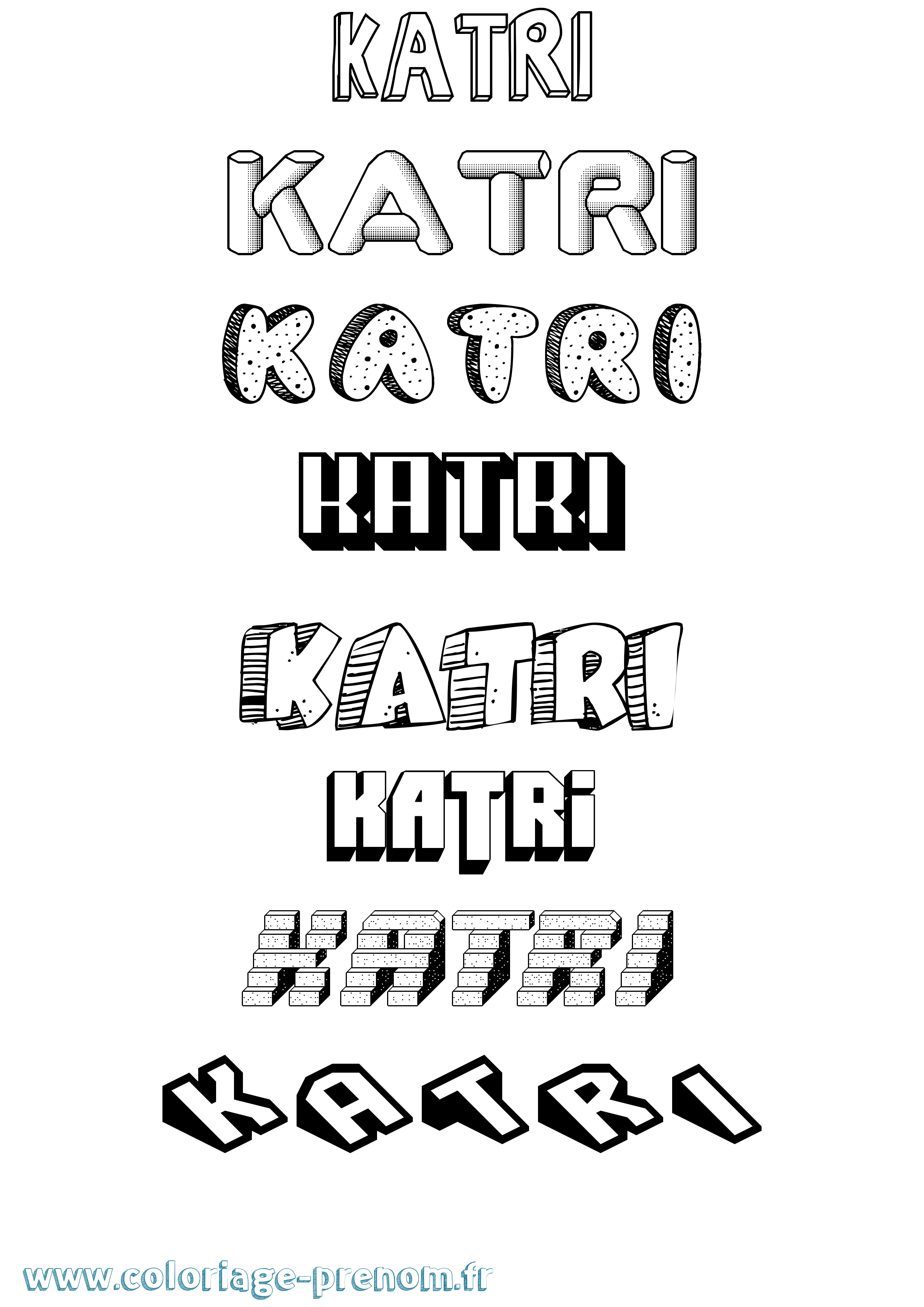 Coloriage Katri Effet 3D Coloriage prénom Katri Effet 3D