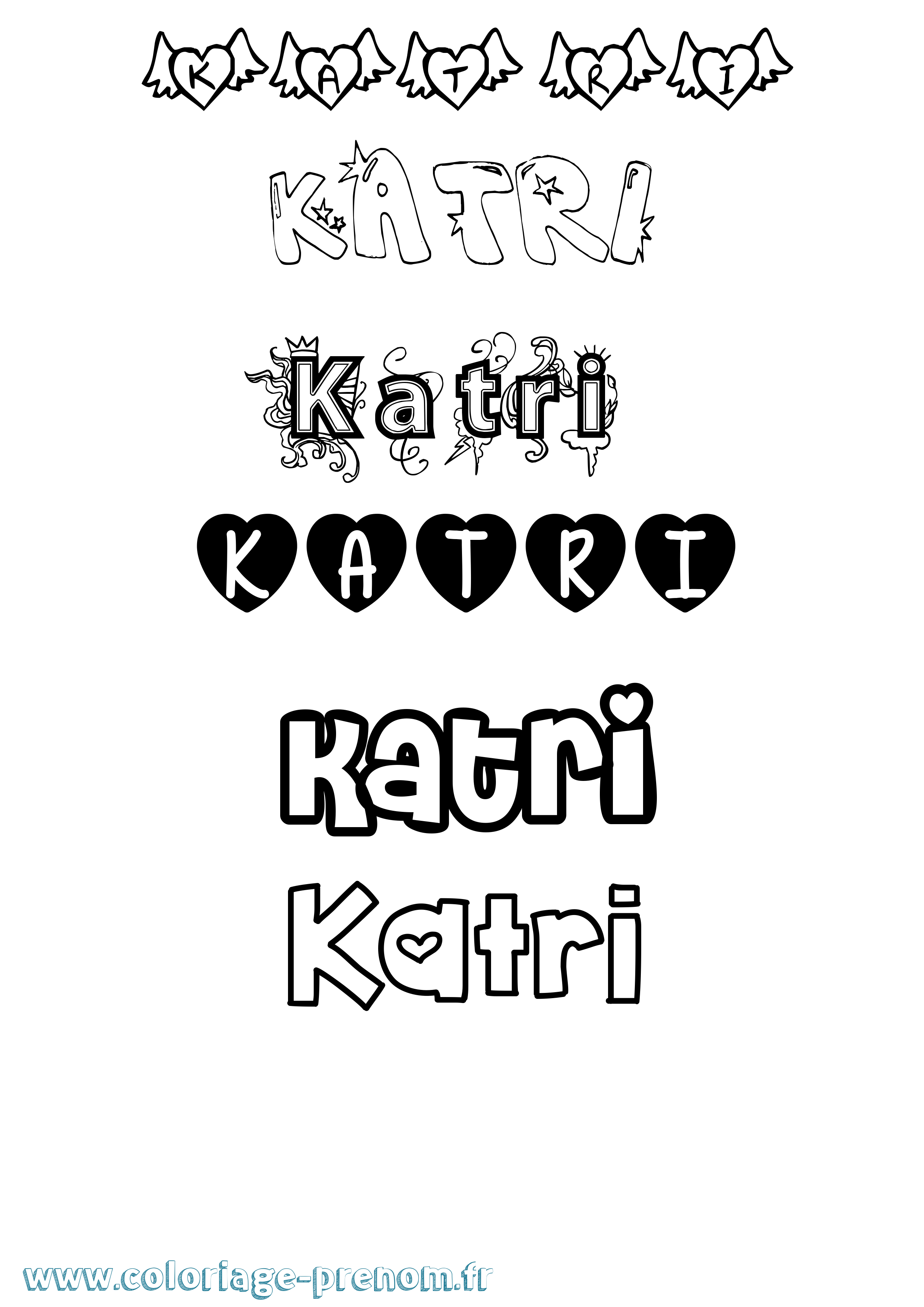Coloriage Katri Girly Coloriage prénom Katri Girly