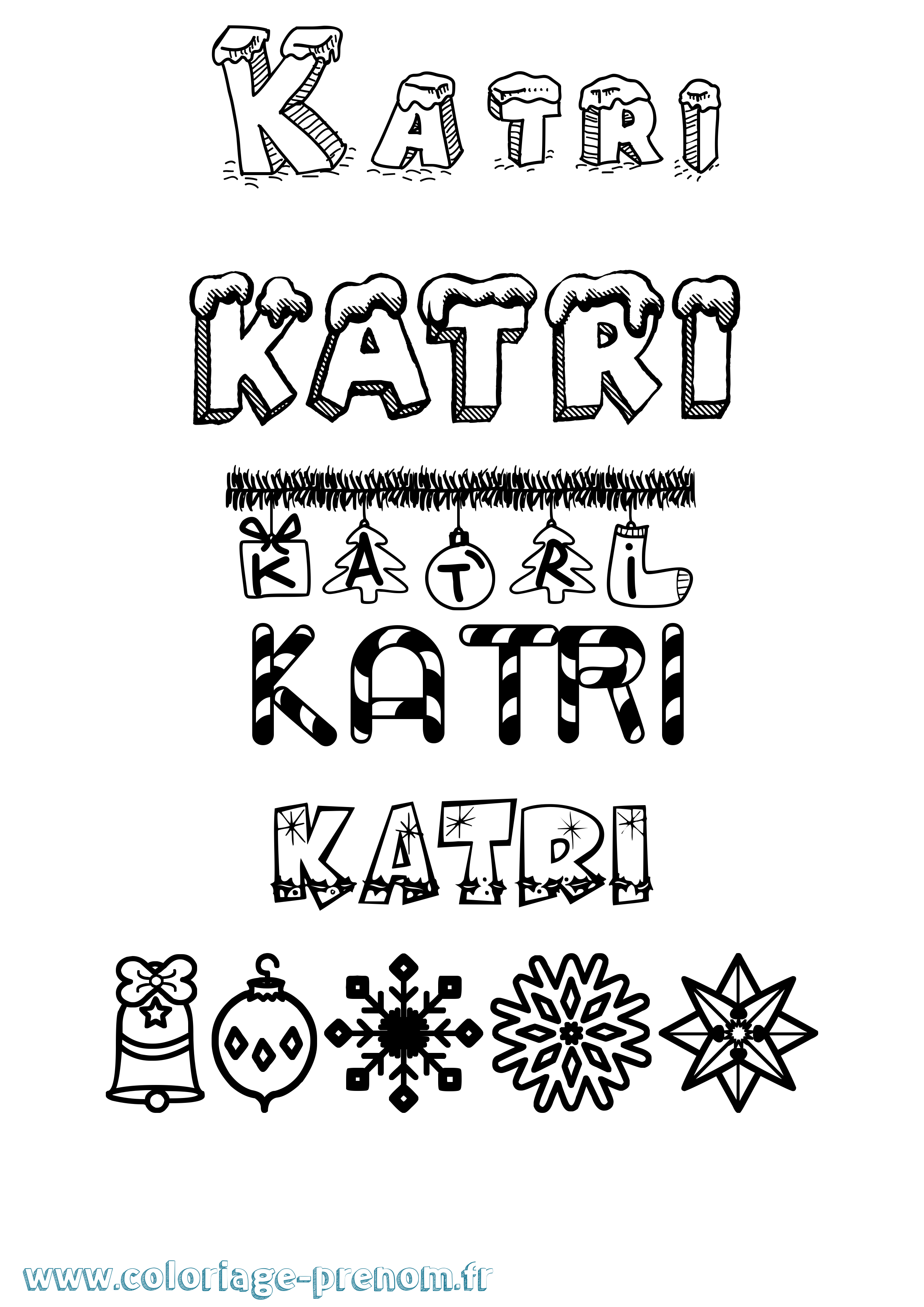 Coloriage Katri Noël Coloriage prénom Katri Noël