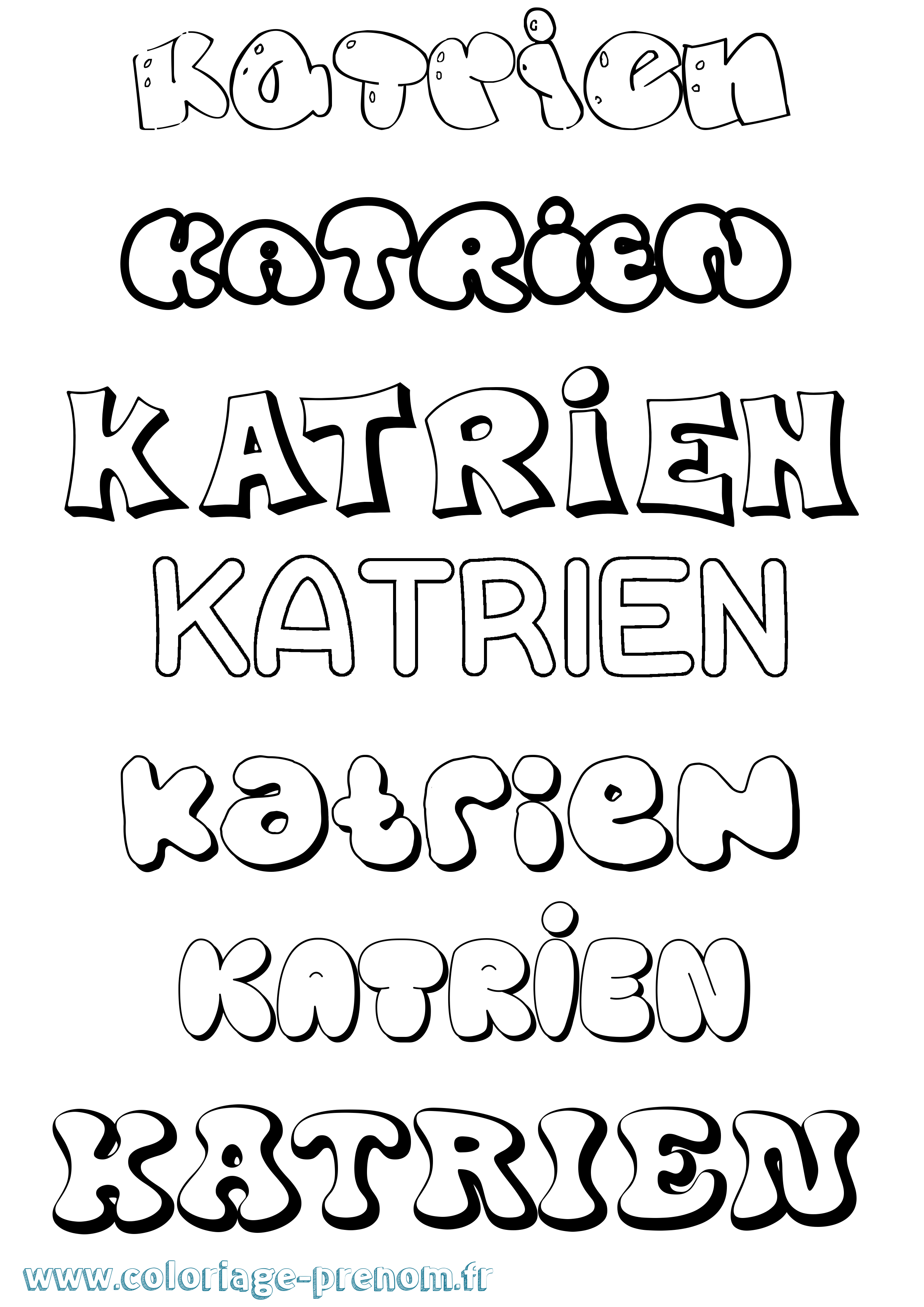 Coloriage Katrien Bubble Coloriage prénom Katrien Bubble