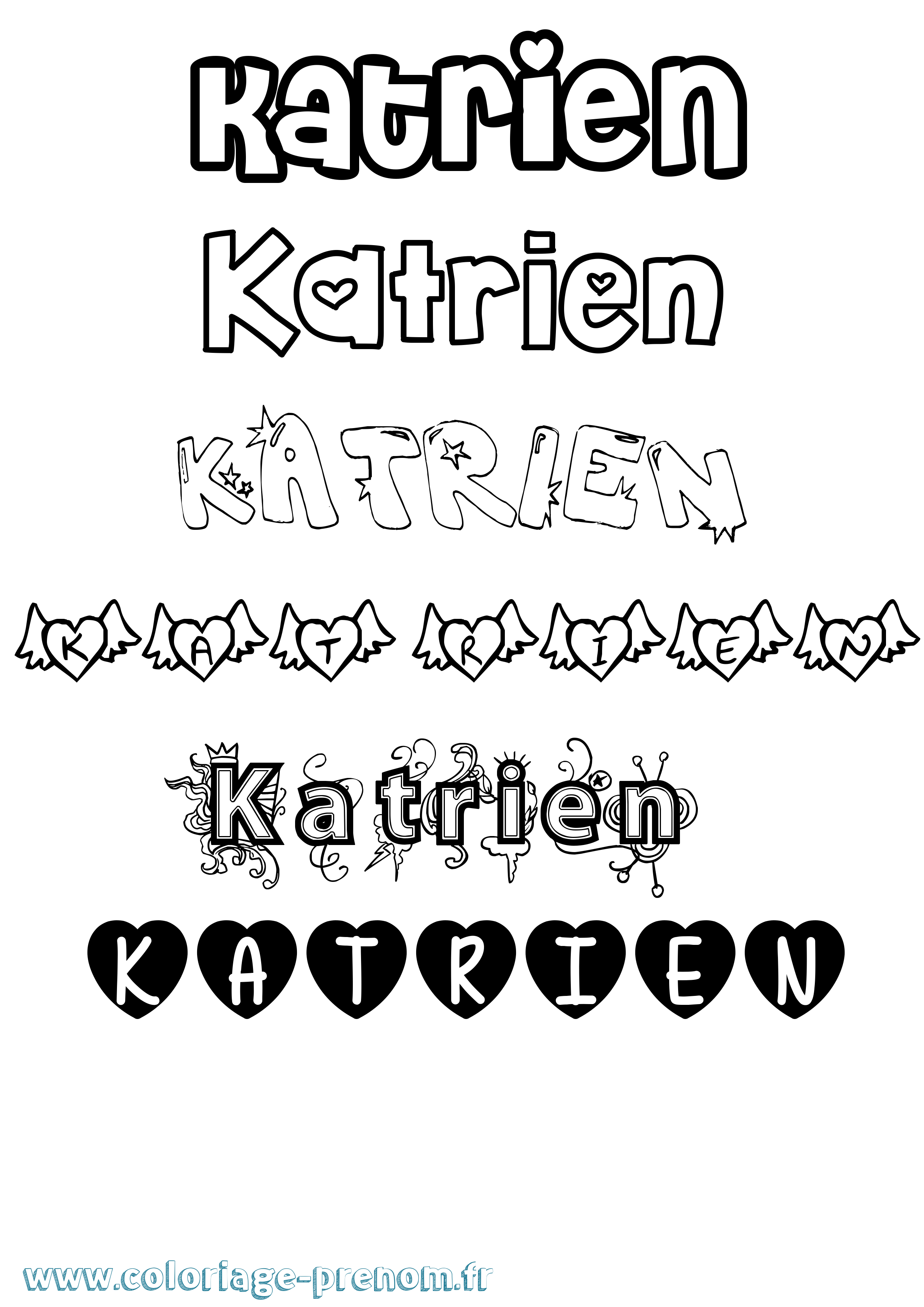 Coloriage Katrien Girly Coloriage prénom Katrien Girly