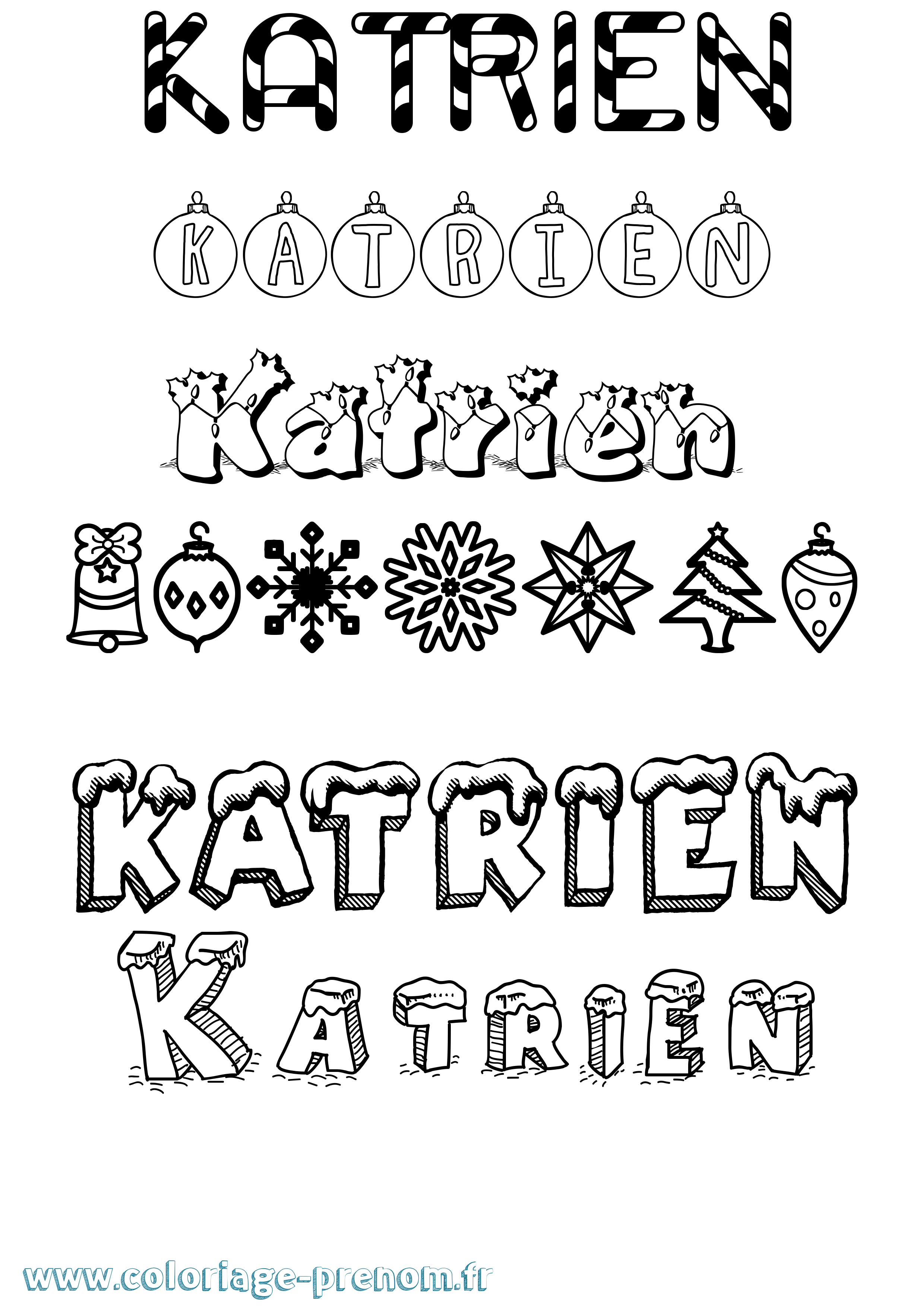 Coloriage Katrien Noël Coloriage prénom Katrien Noël