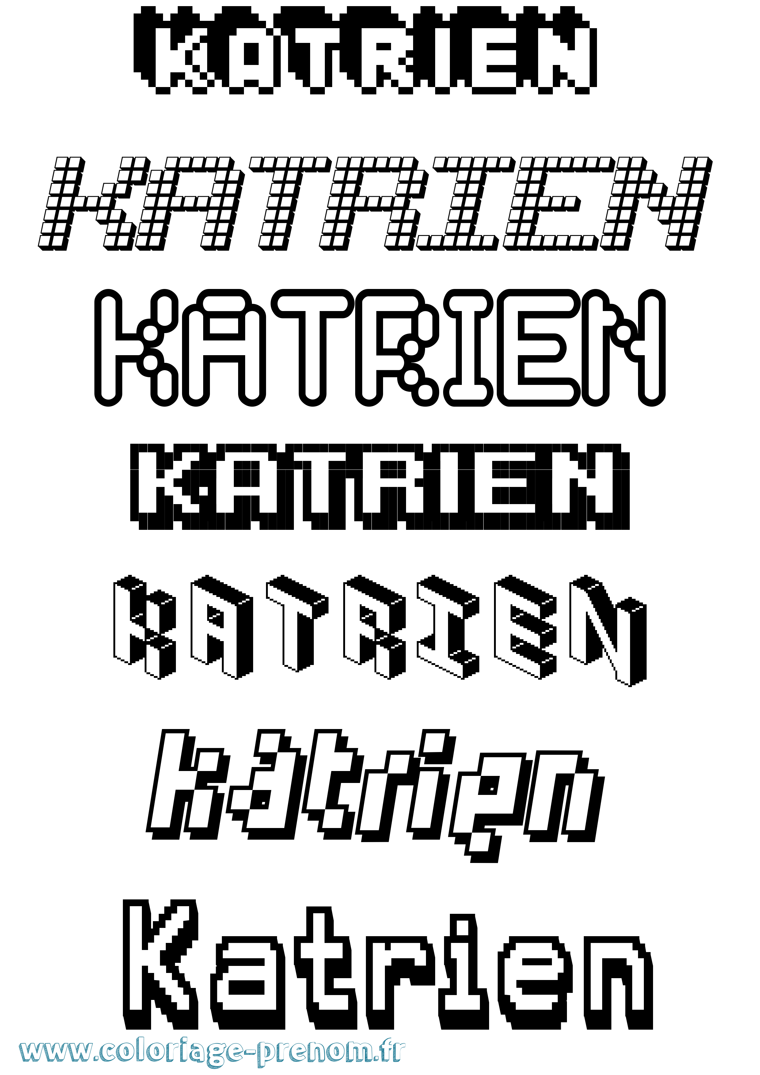 Coloriage Katrien Pixel Coloriage prénom Katrien Pixel