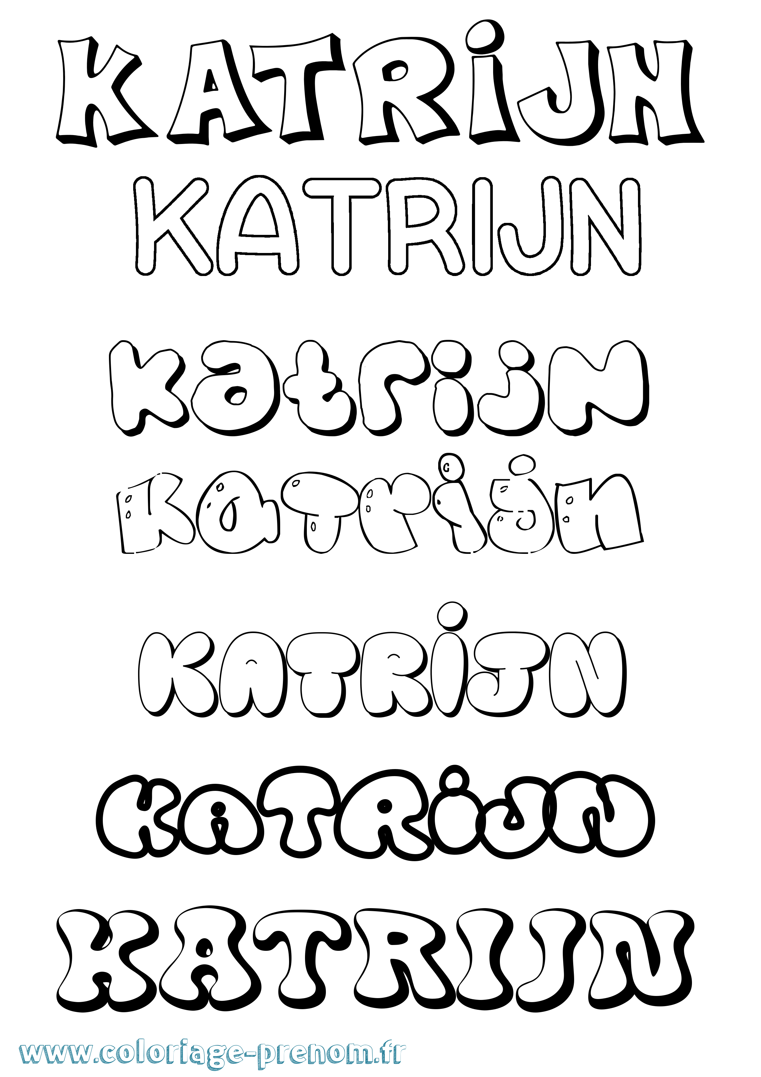 Coloriage Katrijn Bubble Coloriage prénom Katrijn Bubble
