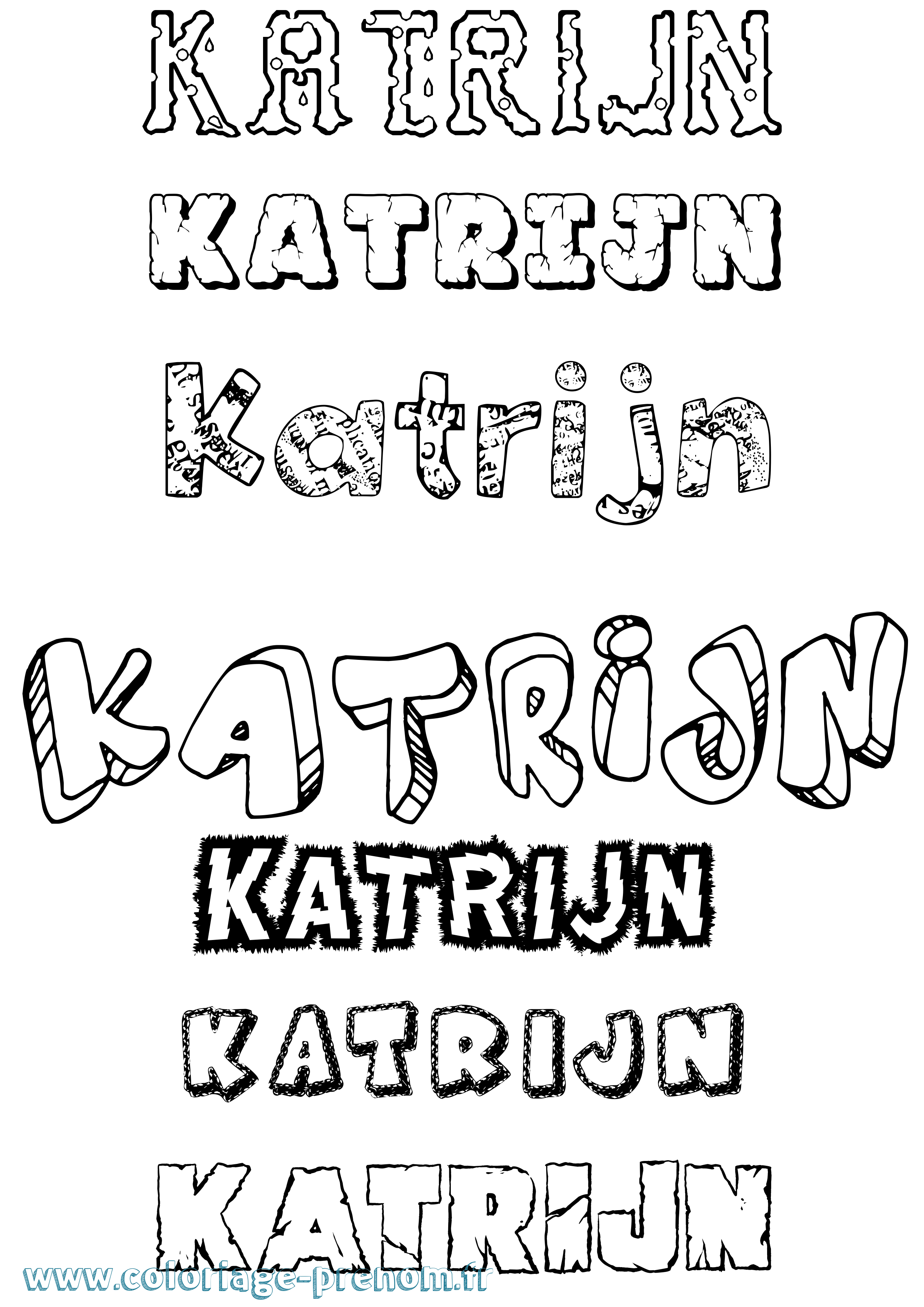Coloriage Katrijn Destructuré Coloriage prénom Katrijn Destructuré