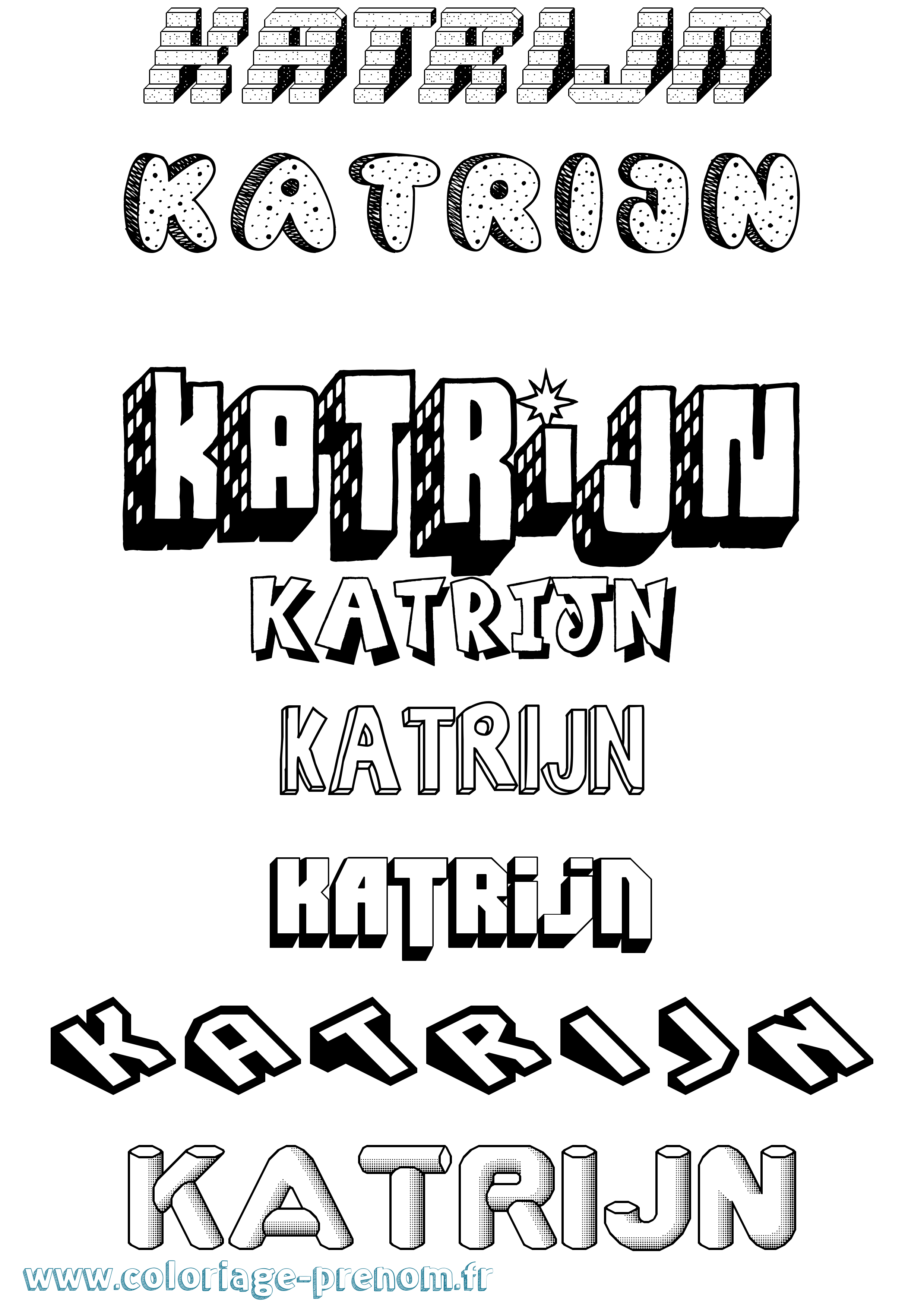 Coloriage Katrijn Effet 3D Coloriage prénom Katrijn Effet 3D