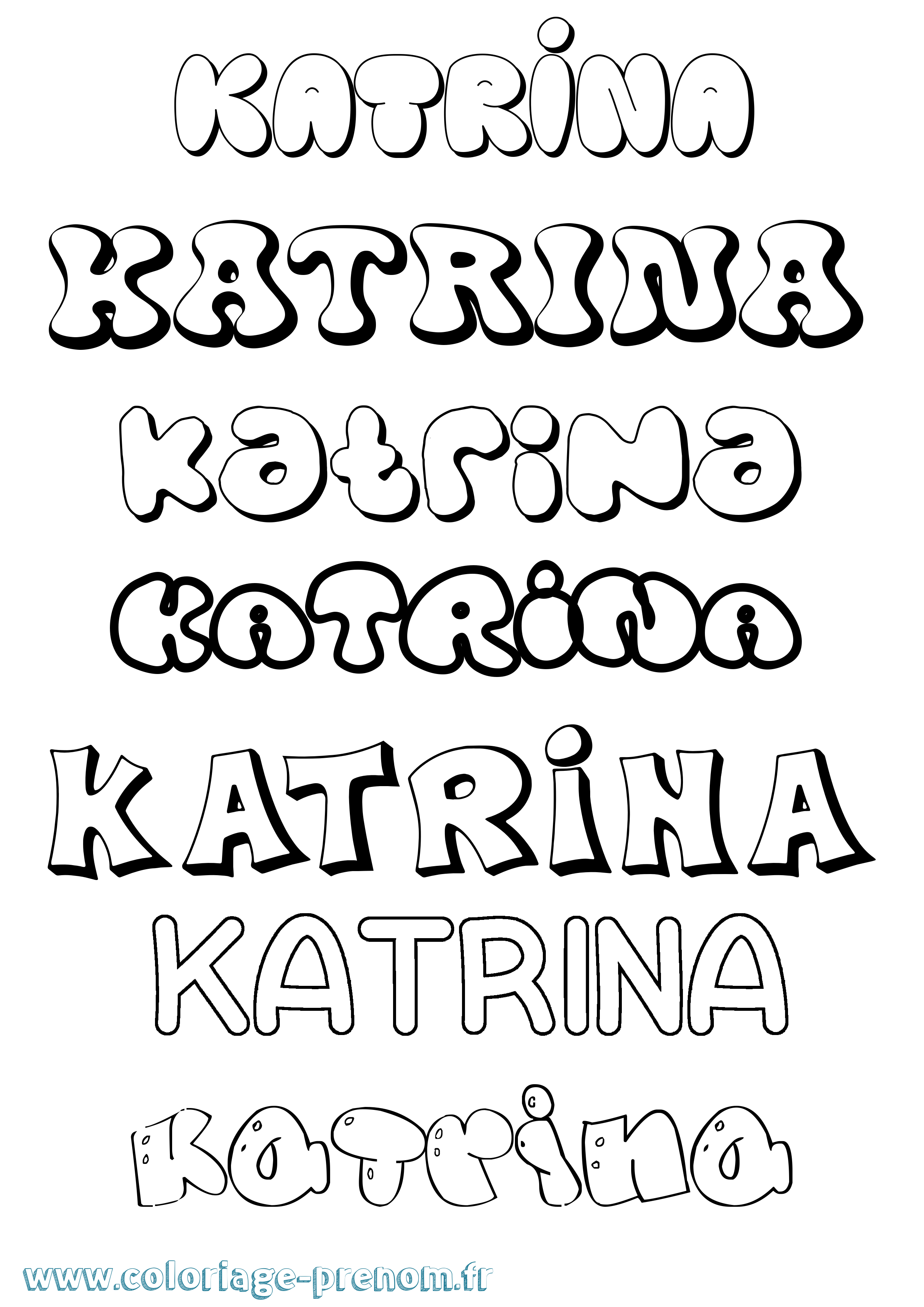 Coloriage Katrina Bubble Coloriage prénom Katrina Bubble