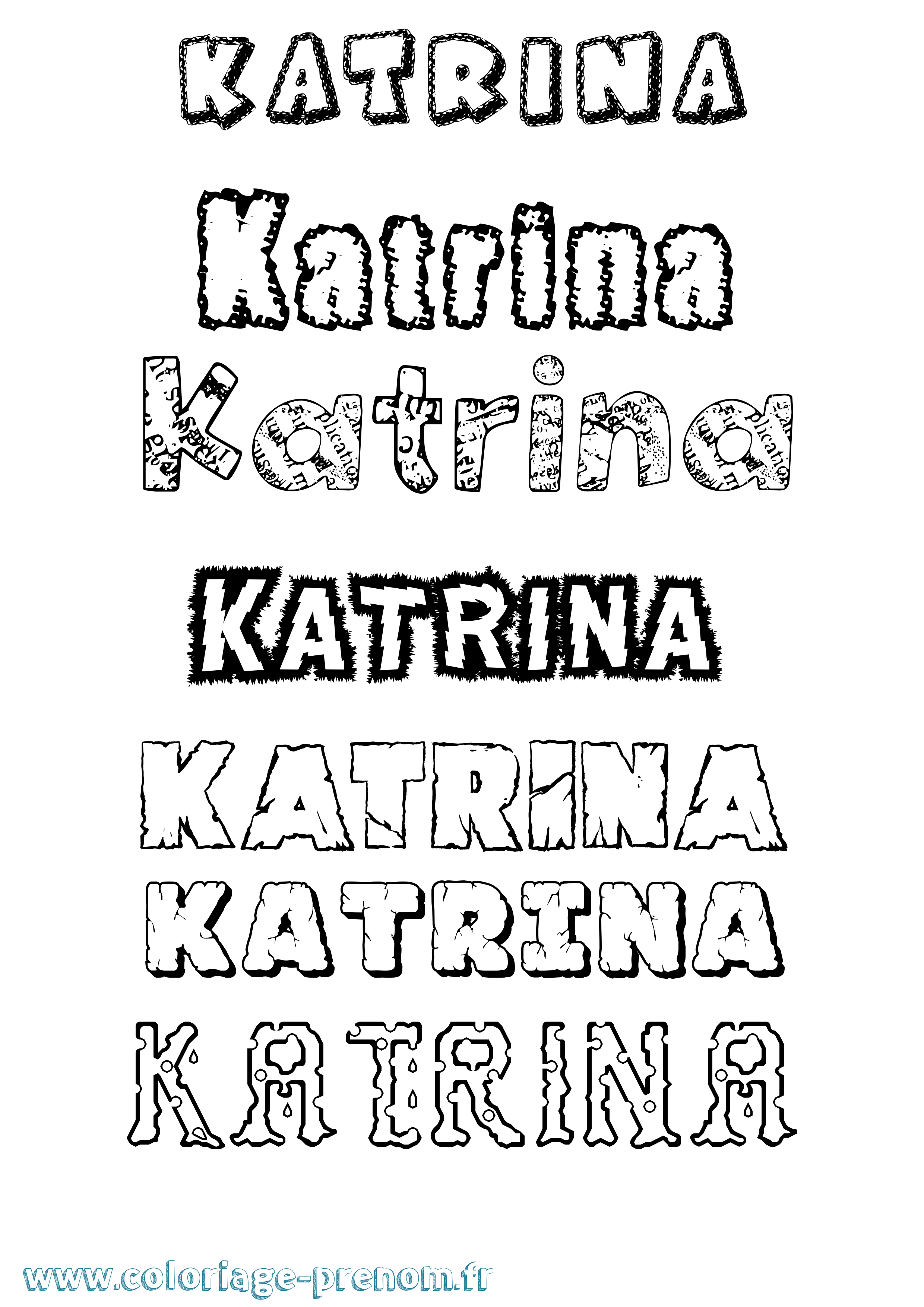 Coloriage Katrina Destructuré Coloriage prénom Katrina Destructuré