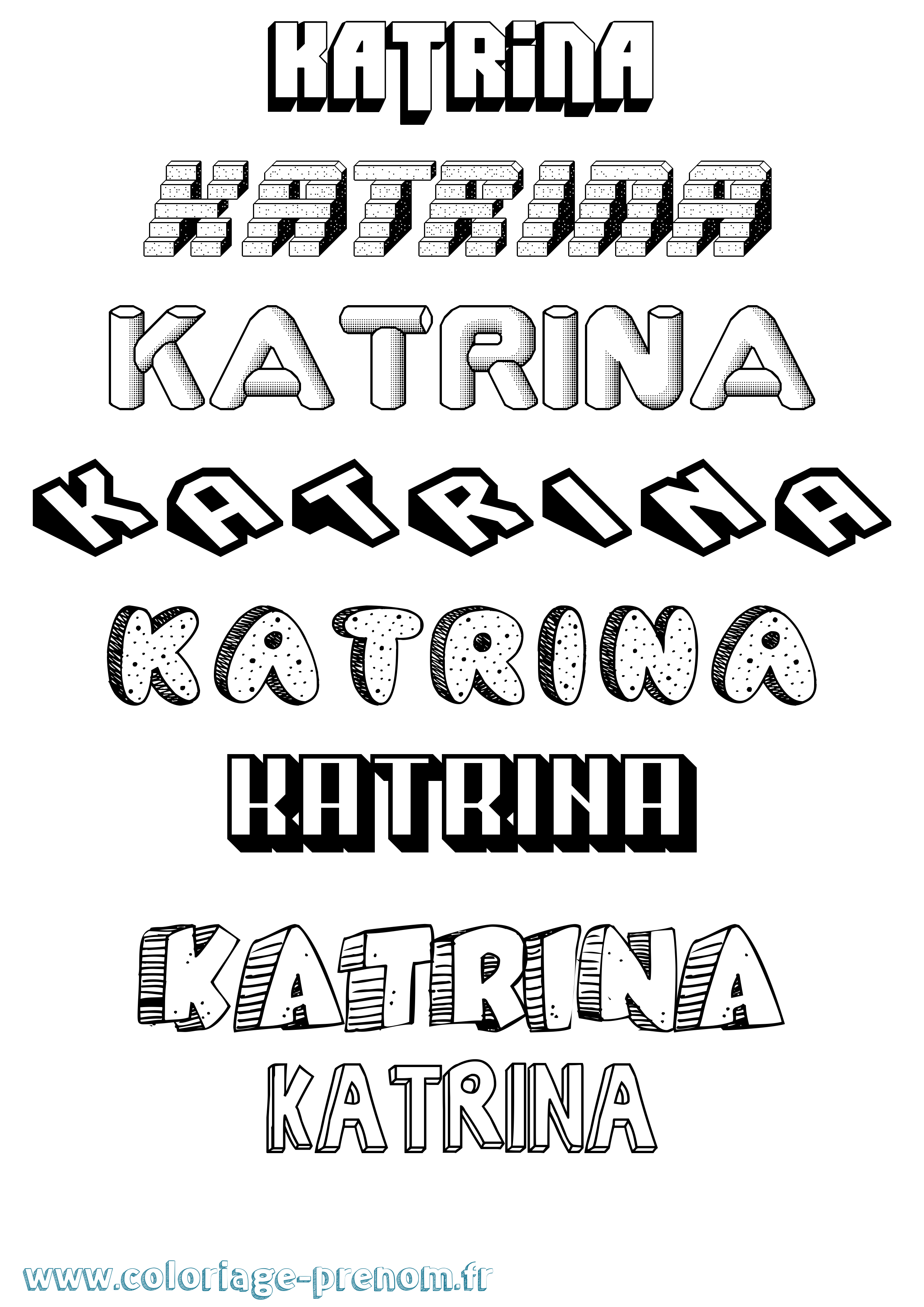 Coloriage Katrina Effet 3D Coloriage prénom Katrina Effet 3D