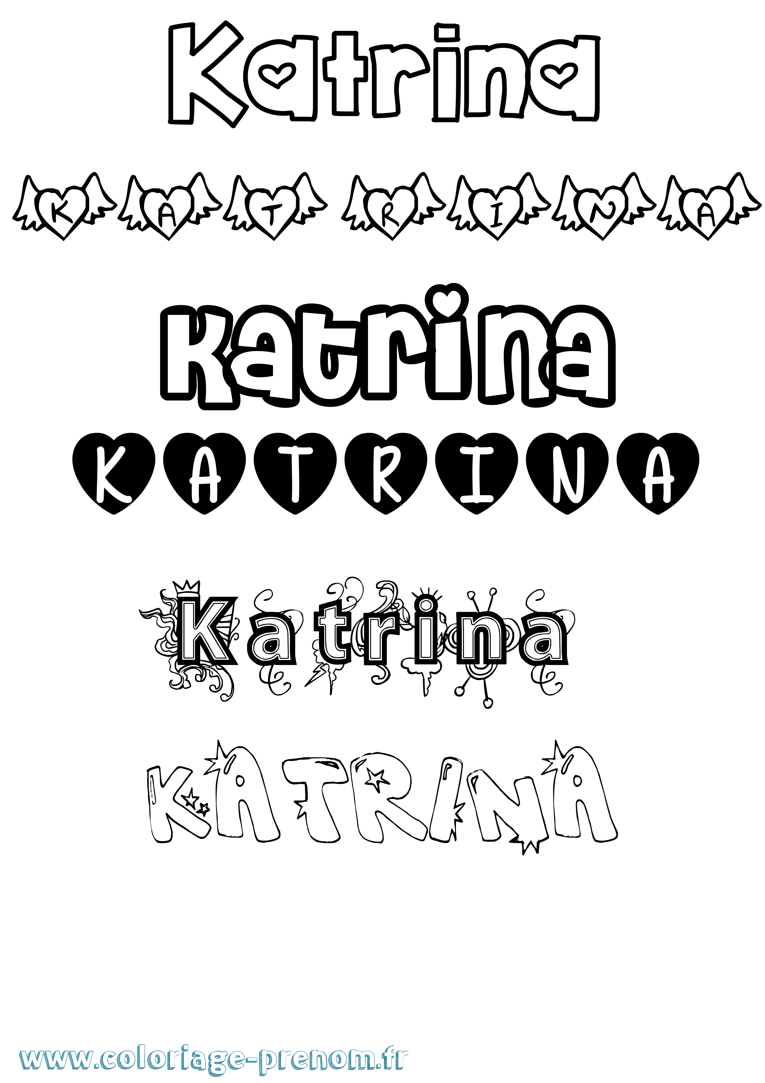 Coloriage Katrina Girly Coloriage prénom Katrina Girly