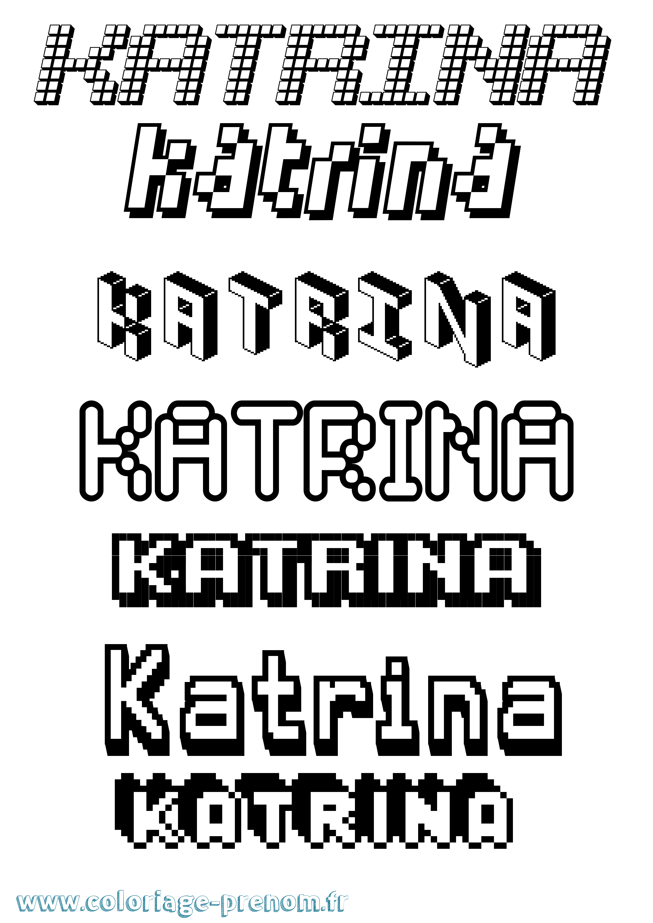 Coloriage Katrina Pixel Coloriage prénom Katrina Pixel