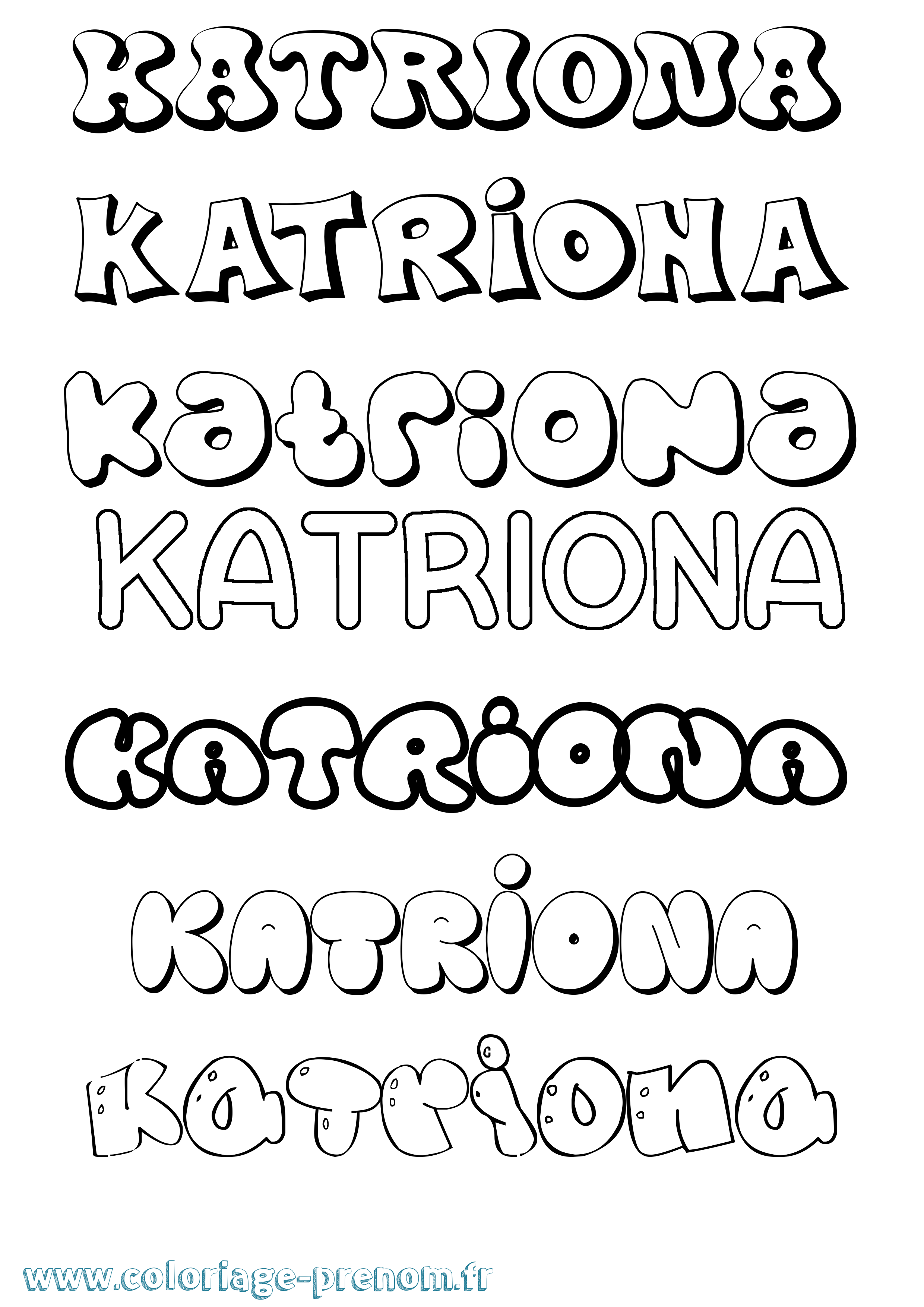 Coloriage Katriona Bubble Coloriage prénom Katriona Bubble