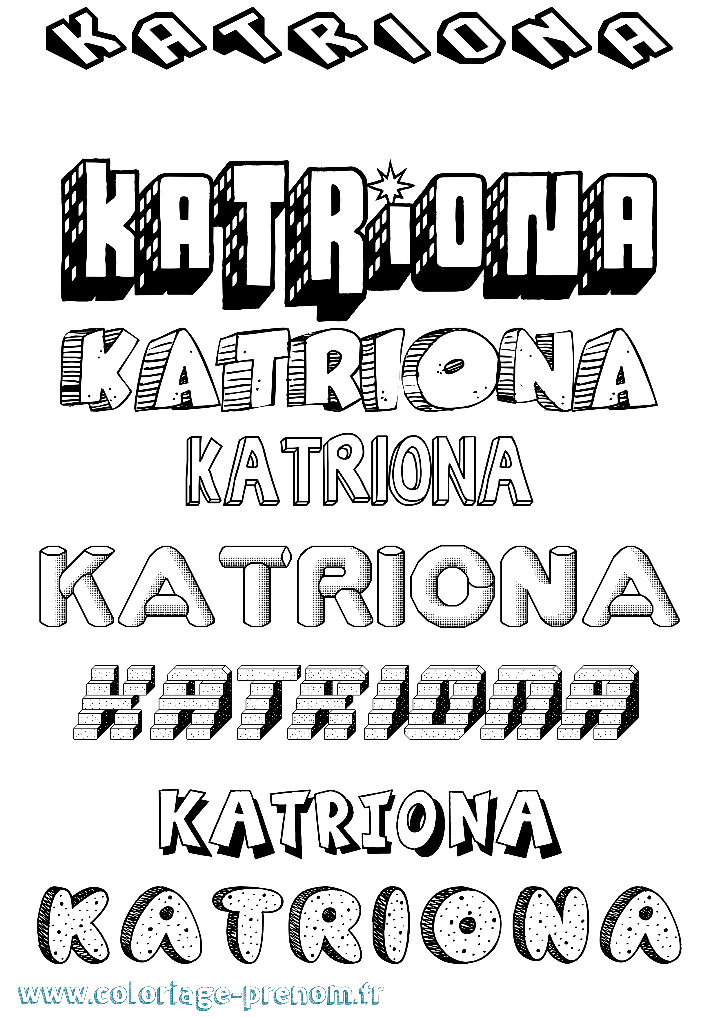 Coloriage Katriona Effet 3D Coloriage prénom Katriona Effet 3D