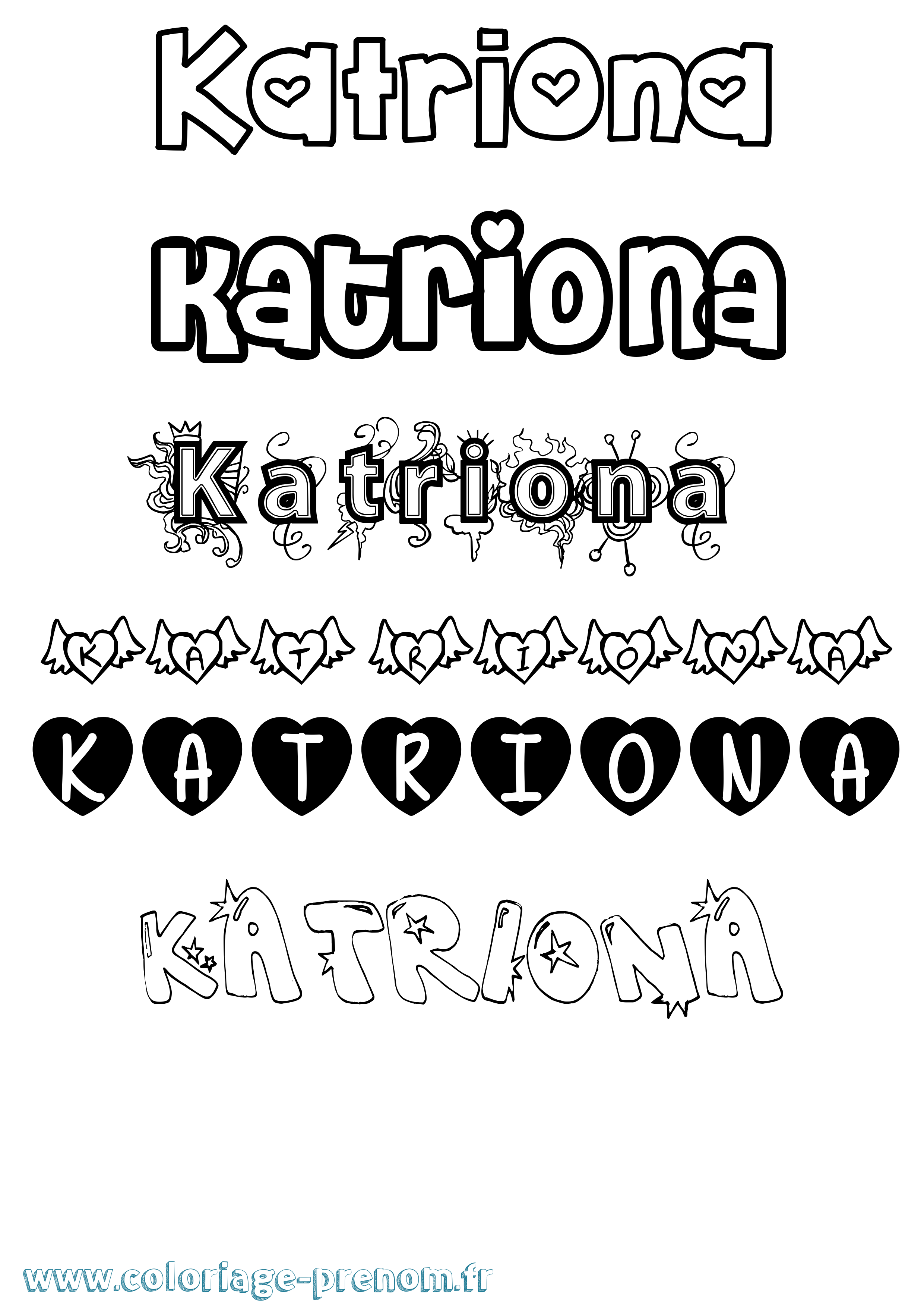 Coloriage Katriona Girly Coloriage prénom Katriona Girly