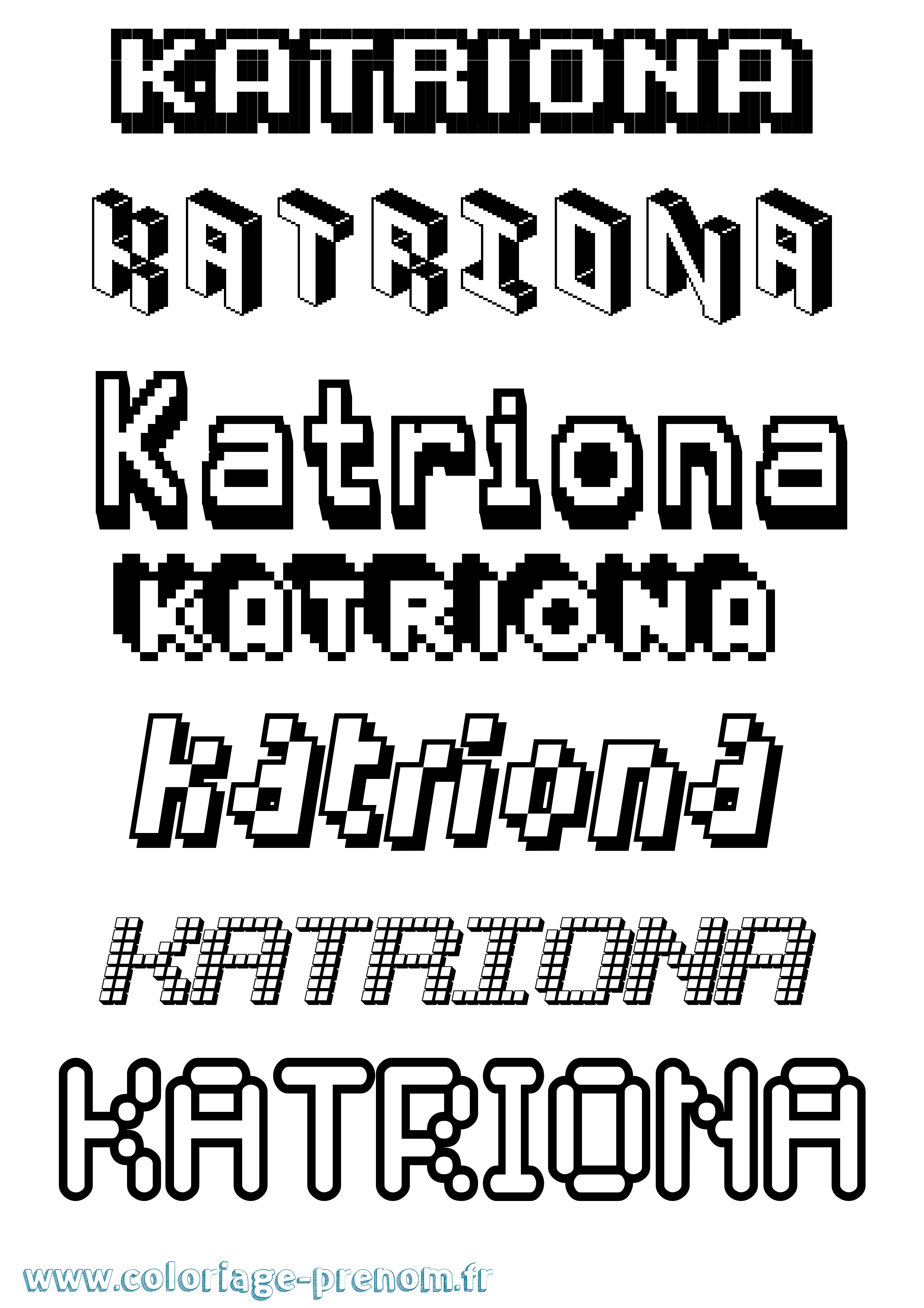Coloriage Katriona Pixel Coloriage prénom Katriona Pixel