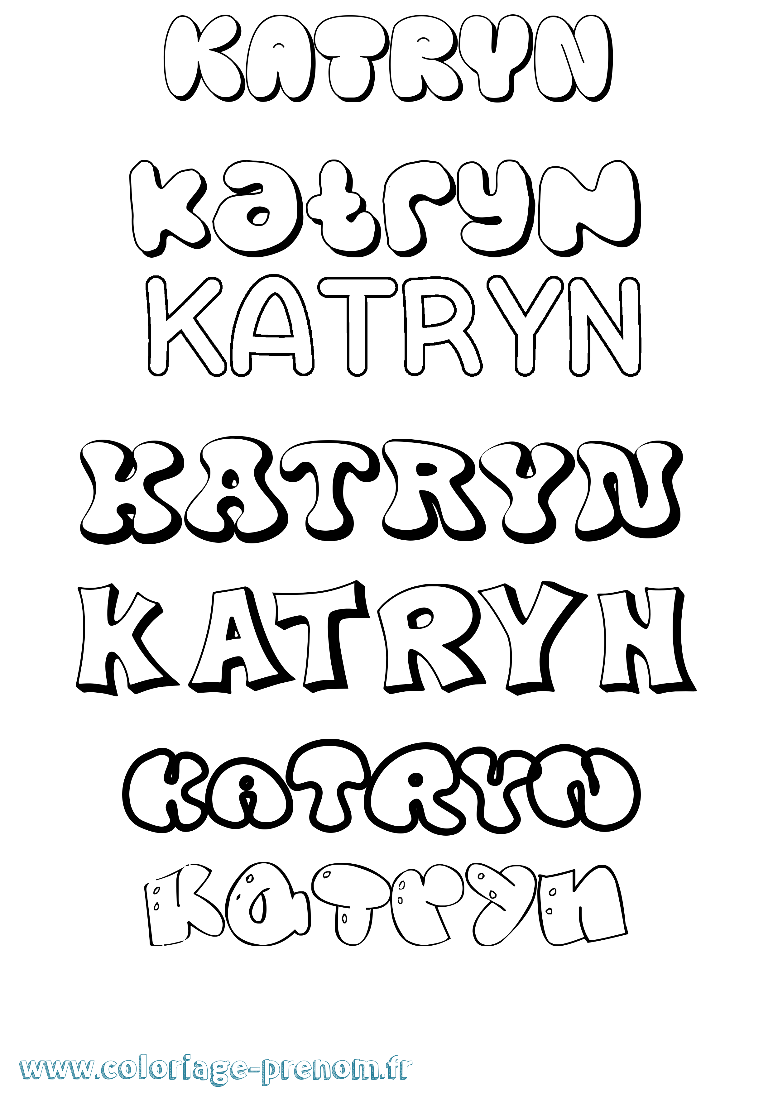 Coloriage Katryn Bubble Coloriage prénom Katryn Bubble