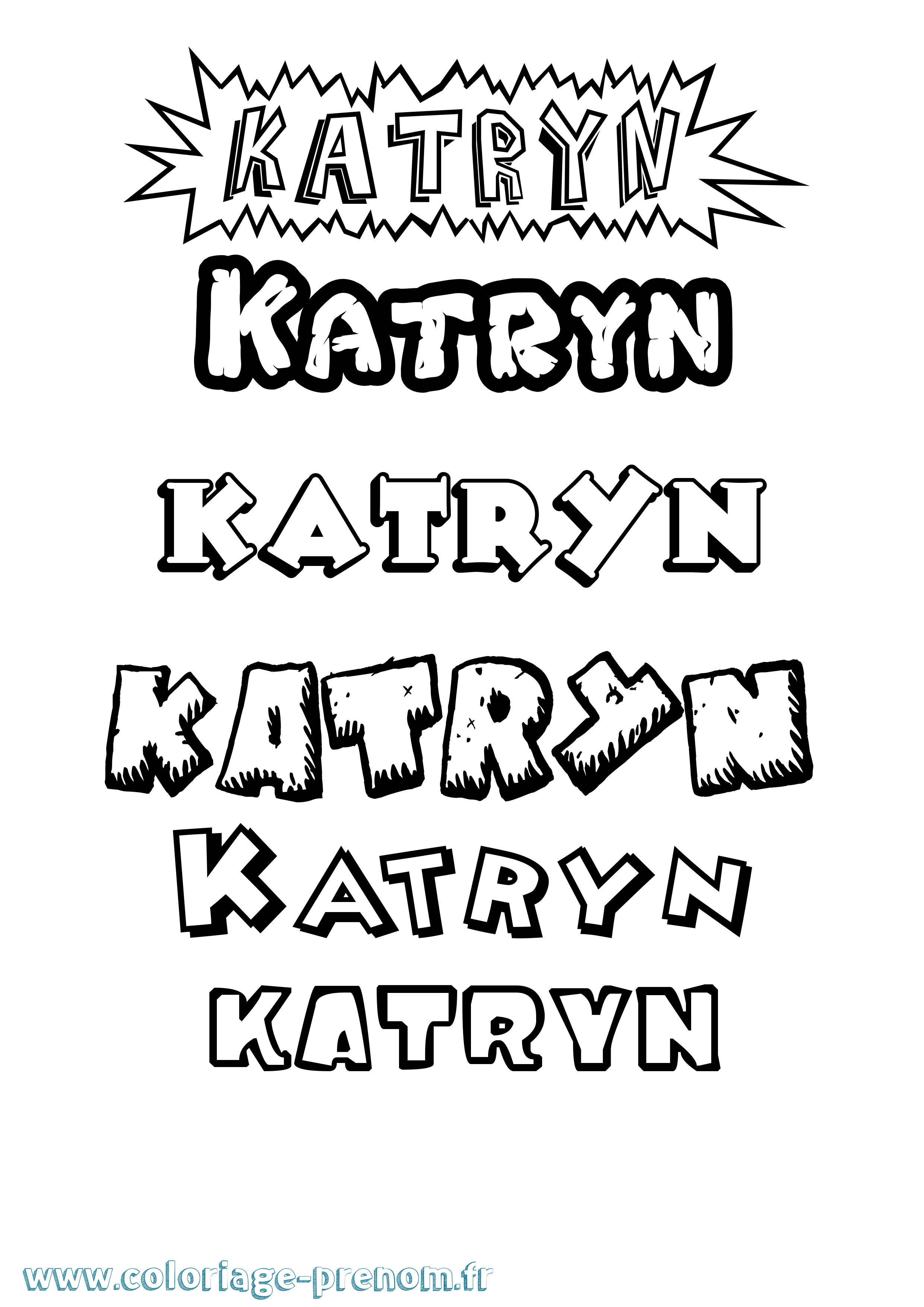 Coloriage Katryn Dessin Animé Coloriage prénom Katryn Dessin Animé