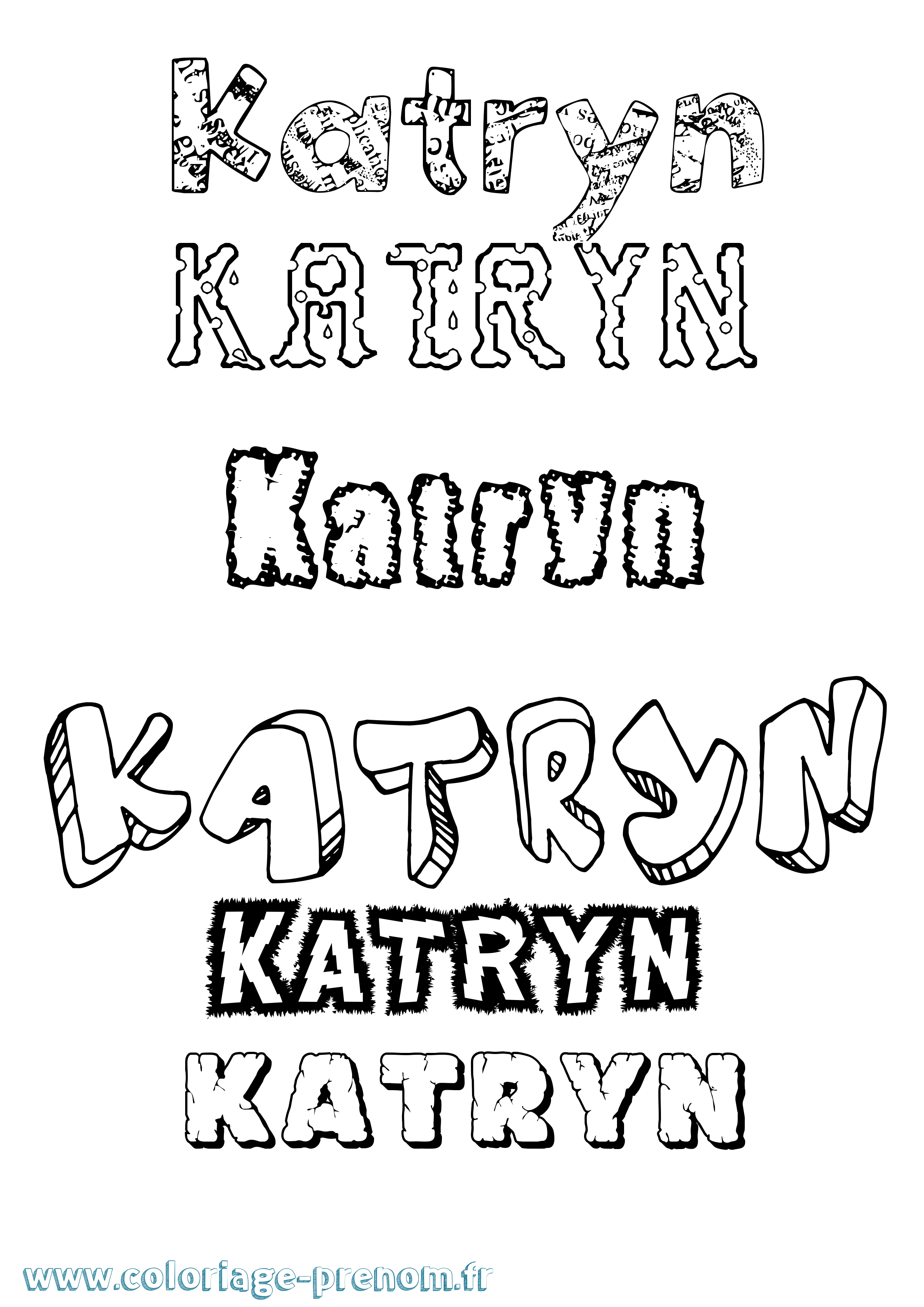 Coloriage Katryn Destructuré Coloriage prénom Katryn Destructuré