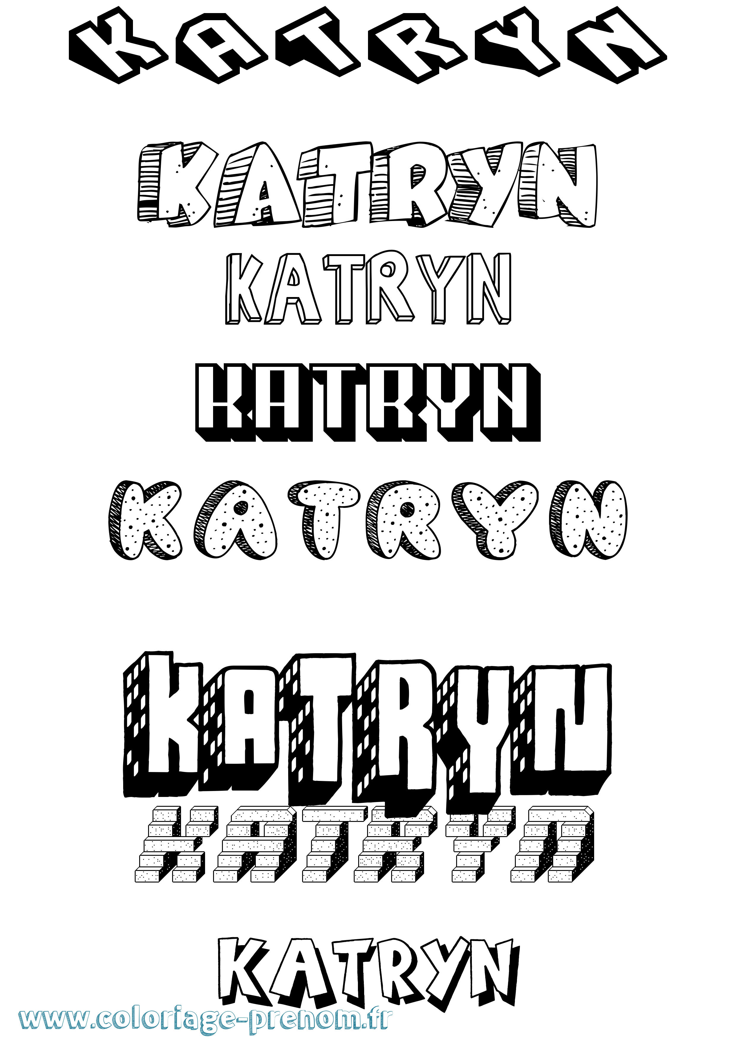 Coloriage Katryn Effet 3D Coloriage prénom Katryn Effet 3D