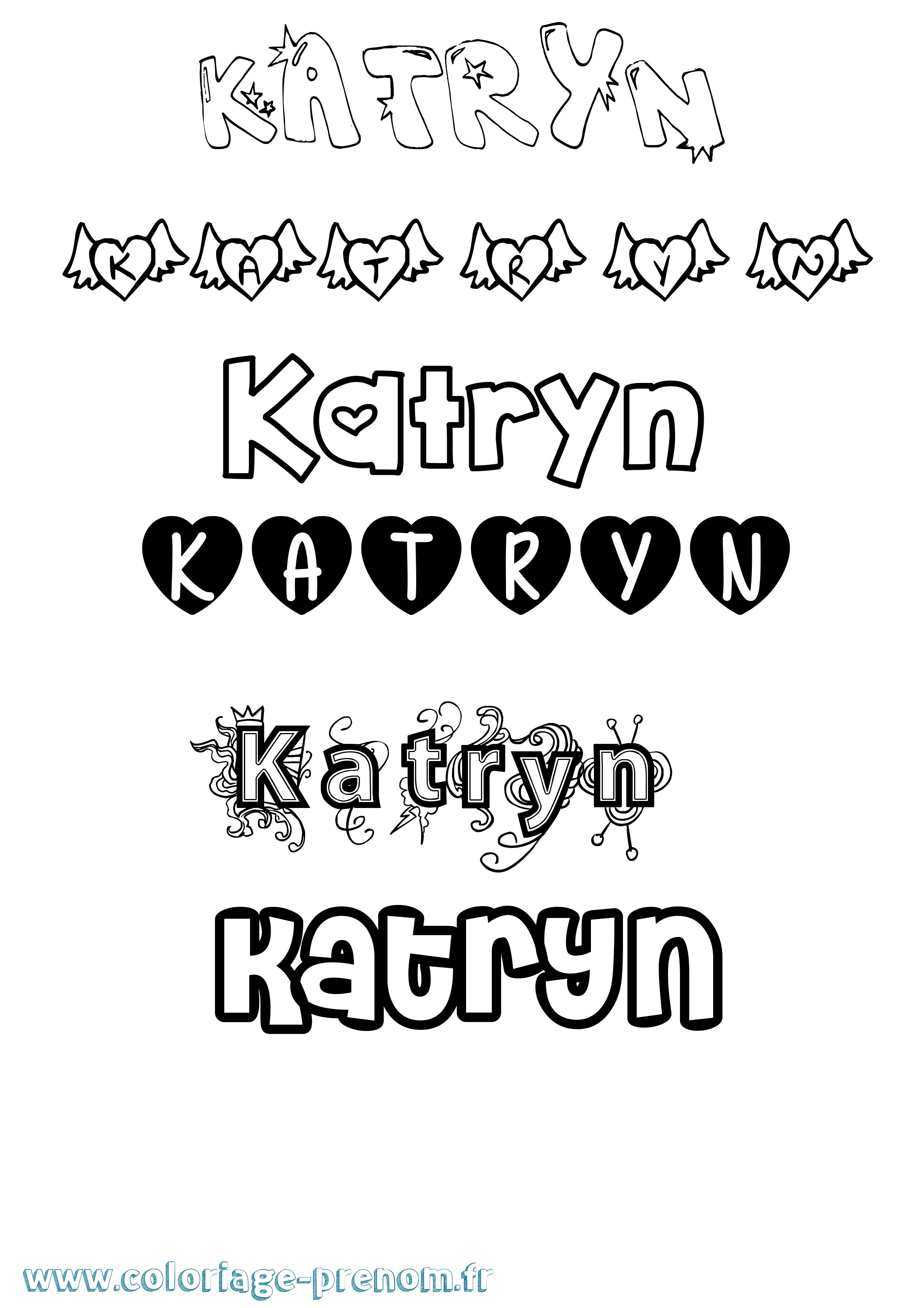 Coloriage Katryn Girly Coloriage prénom Katryn Girly