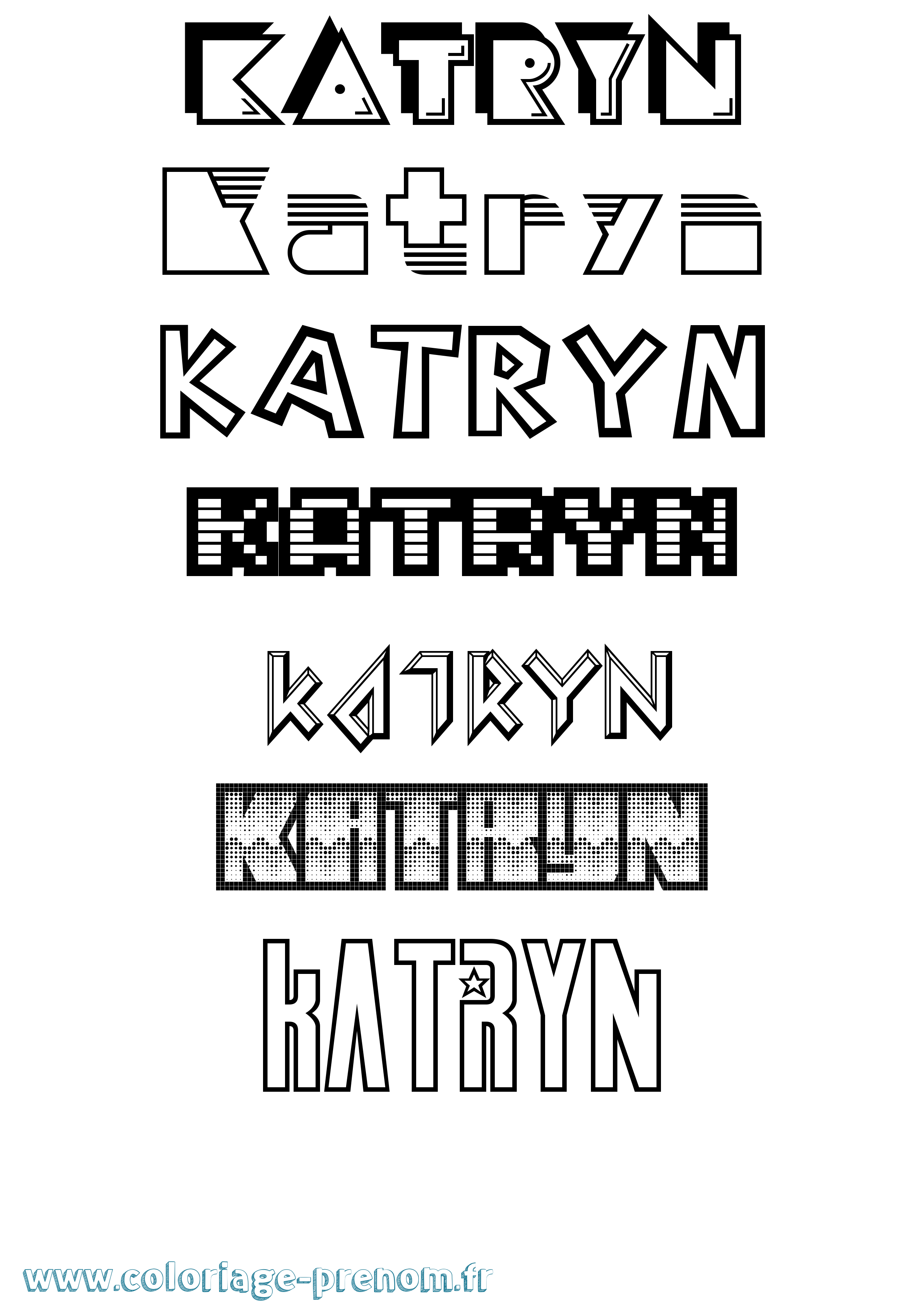 Coloriage Katryn Jeux Vidéos Coloriage prénom Katryn Jeux Vidéos