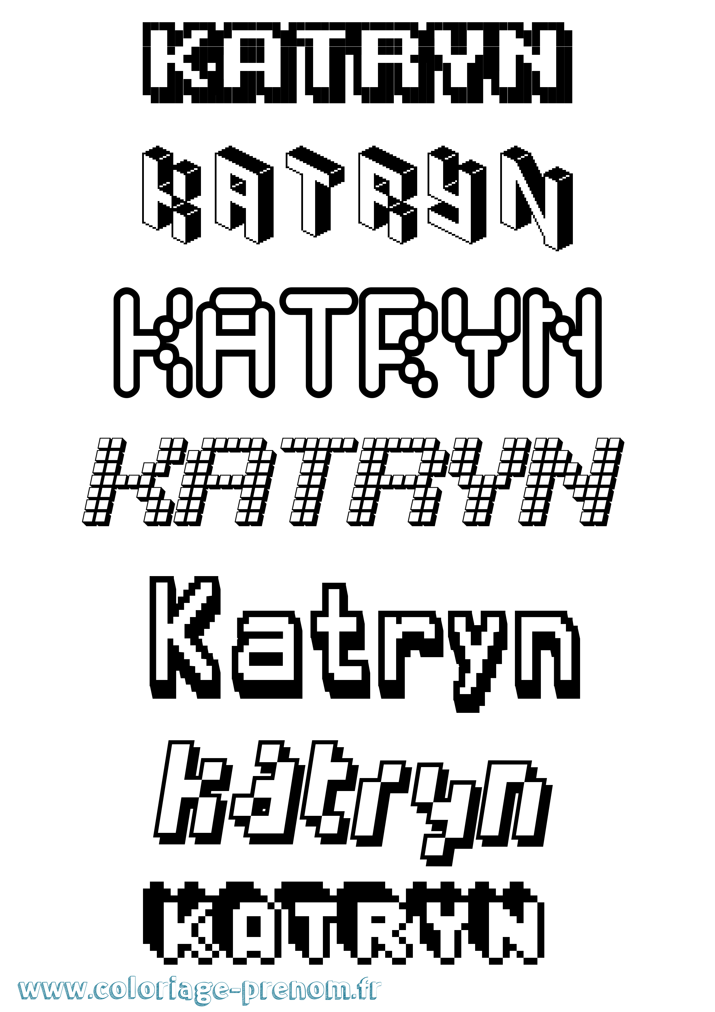Coloriage Katryn Pixel Coloriage prénom Katryn Pixel