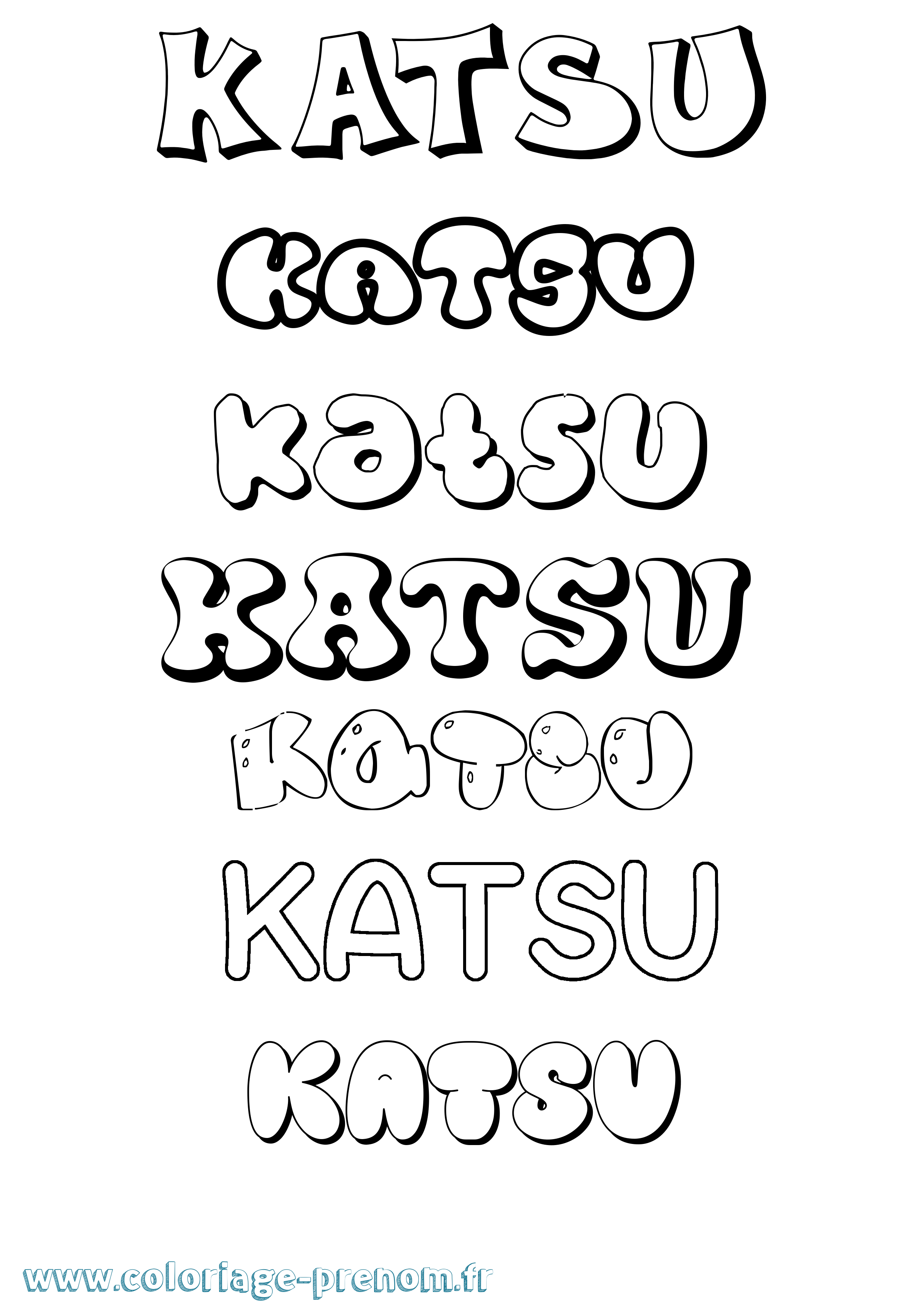 Coloriage Katsu Bubble Coloriage prénom Katsu Bubble