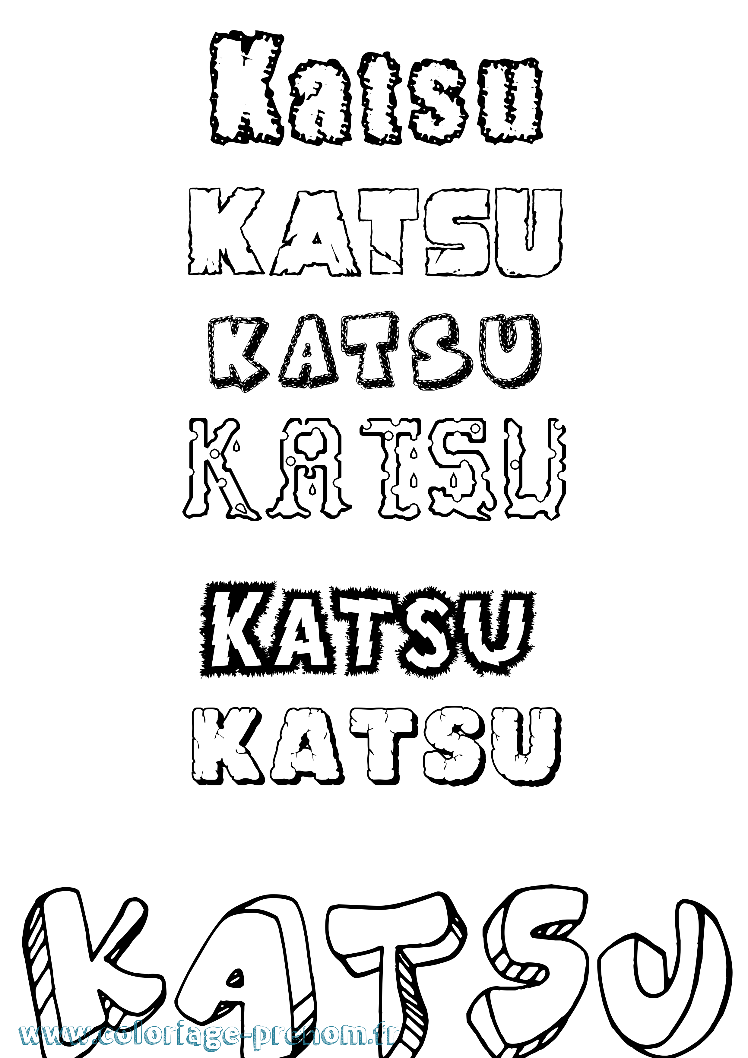 Coloriage Katsu Destructuré Coloriage prénom Katsu Destructuré