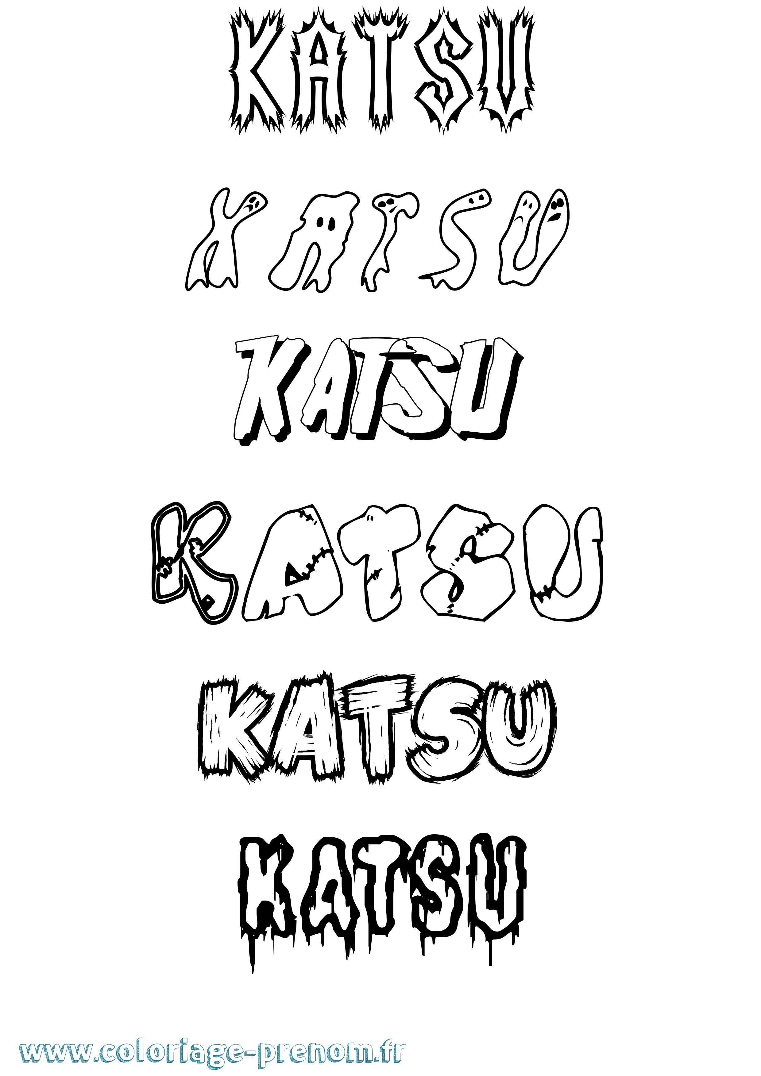 Coloriage Katsu Frisson Coloriage prénom Katsu Frisson