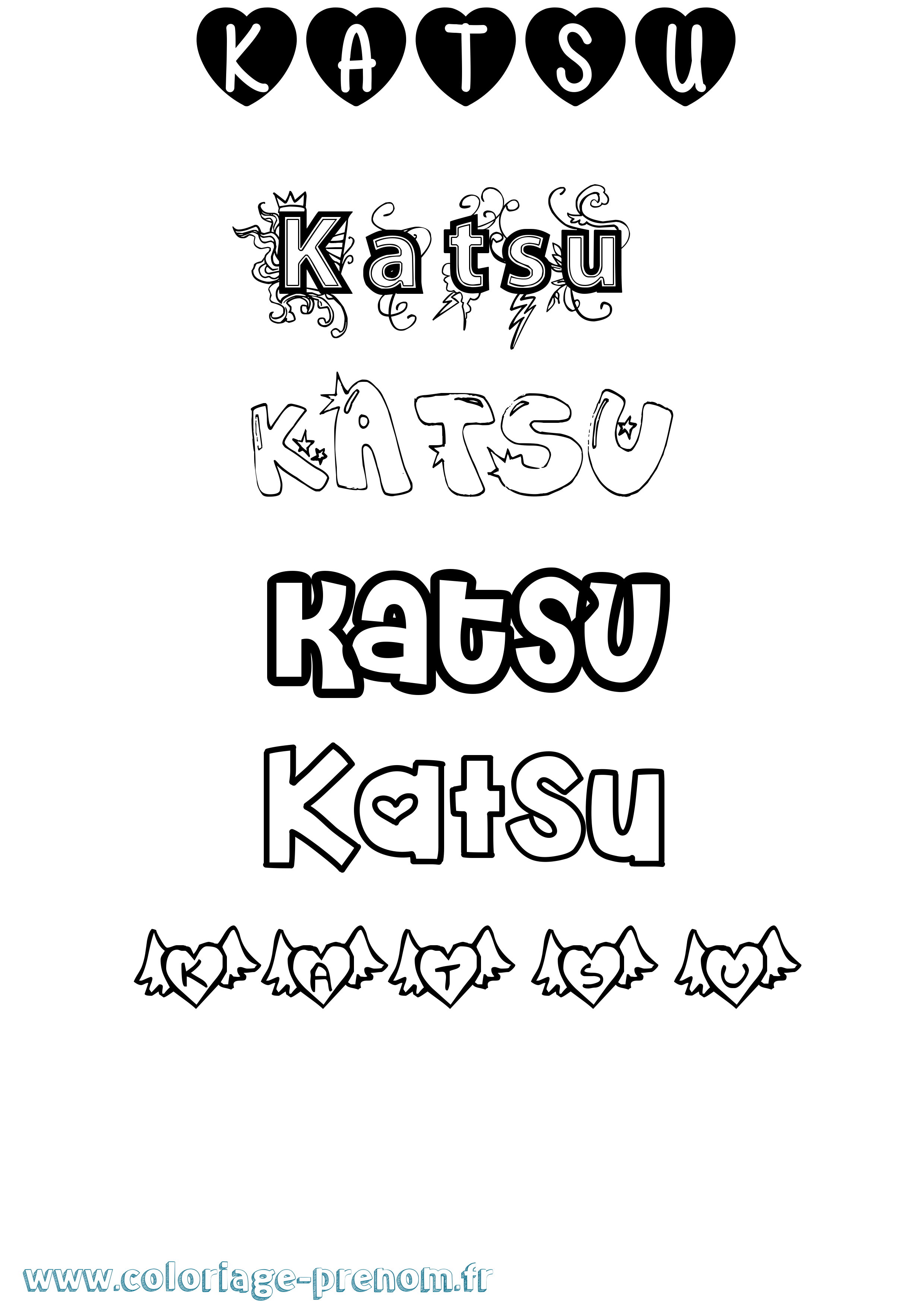 Coloriage Katsu Girly Coloriage prénom Katsu Girly