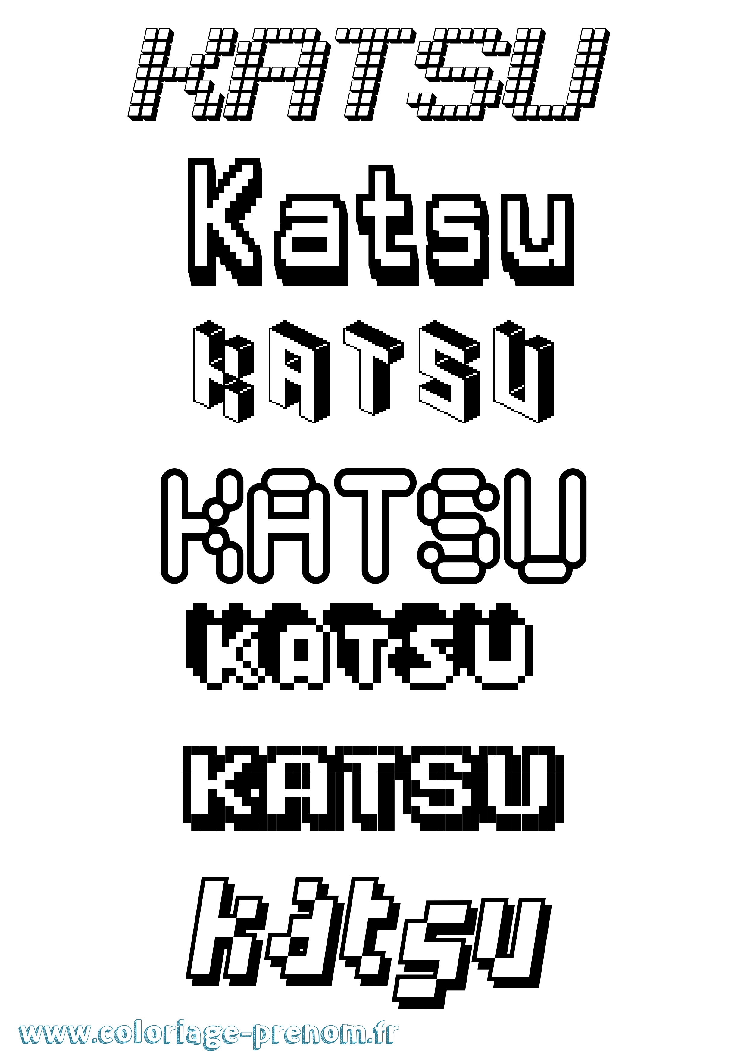 Coloriage Katsu Pixel Coloriage prénom Katsu Pixel