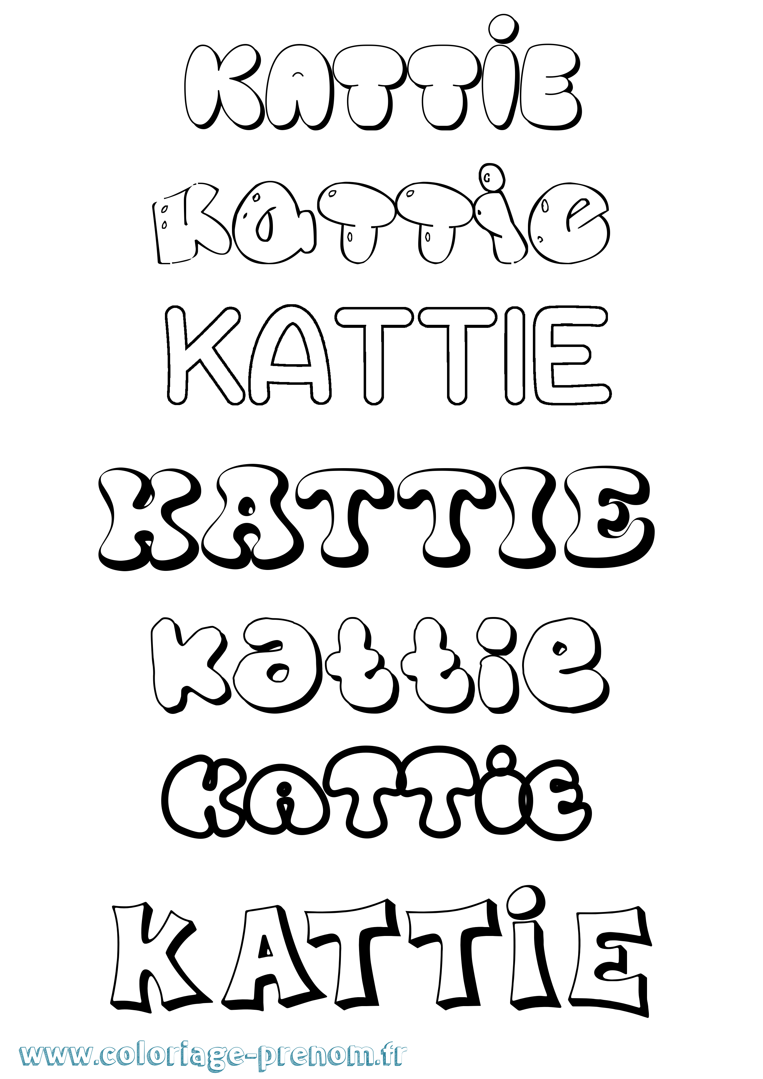 Coloriage Kattie Bubble Coloriage prénom Kattie Bubble