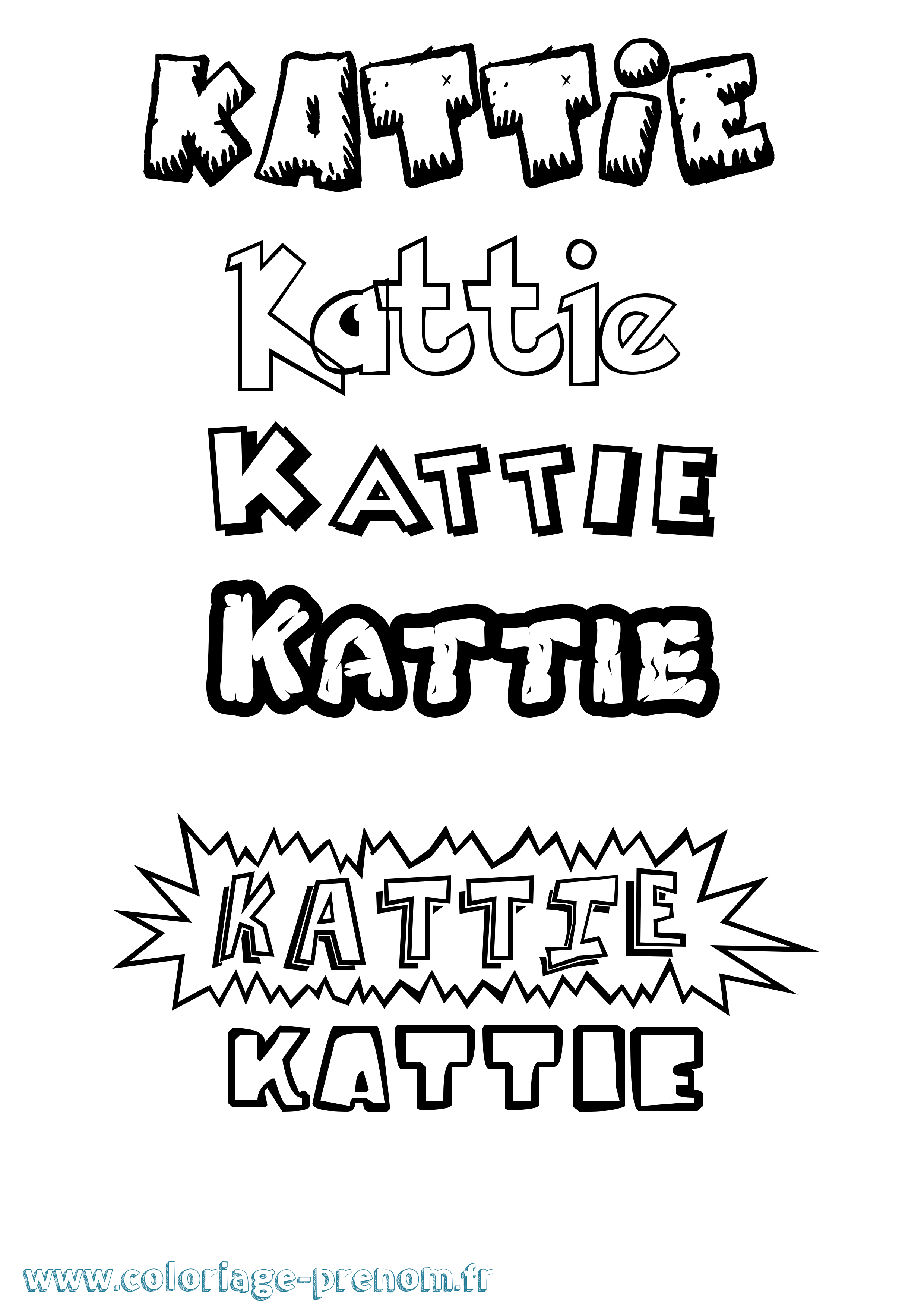 Coloriage Kattie Dessin Animé Coloriage prénom Kattie Dessin Animé