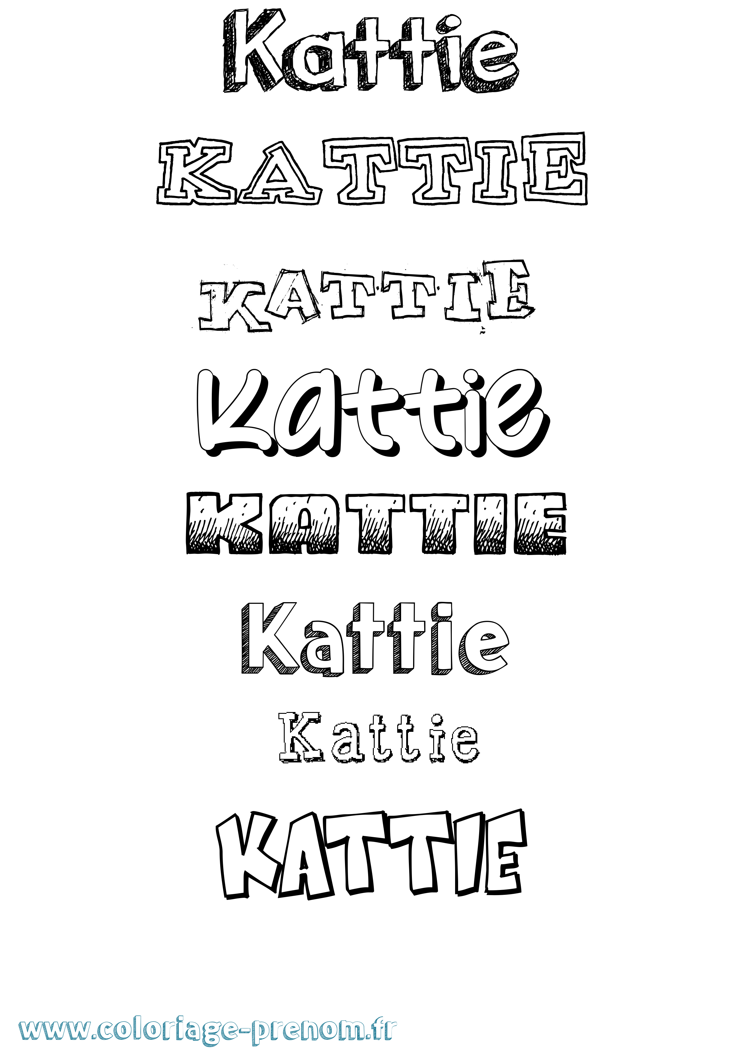 Coloriage Kattie Dessiné Coloriage prénom Kattie Dessiné