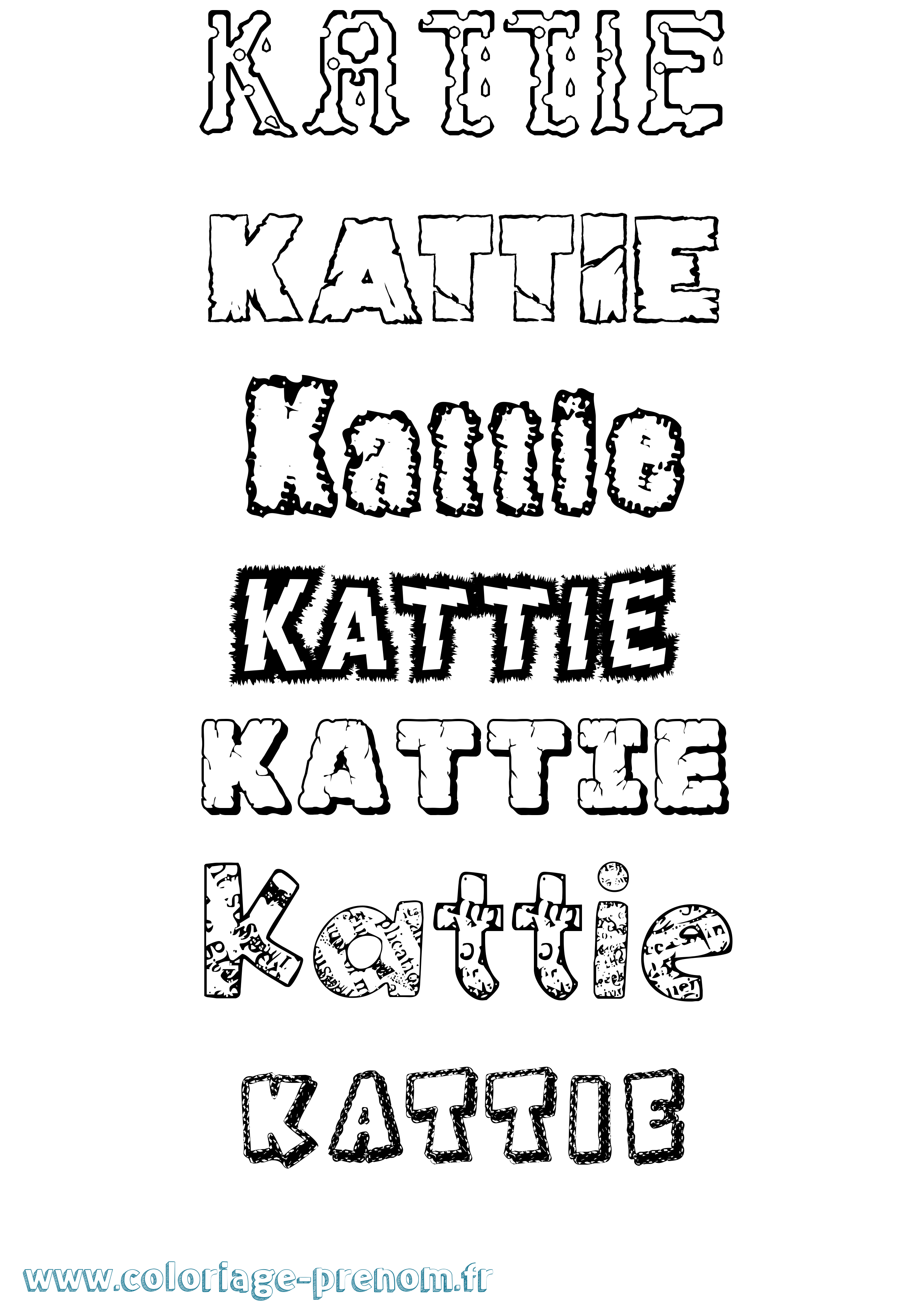 Coloriage Kattie Destructuré Coloriage prénom Kattie Destructuré